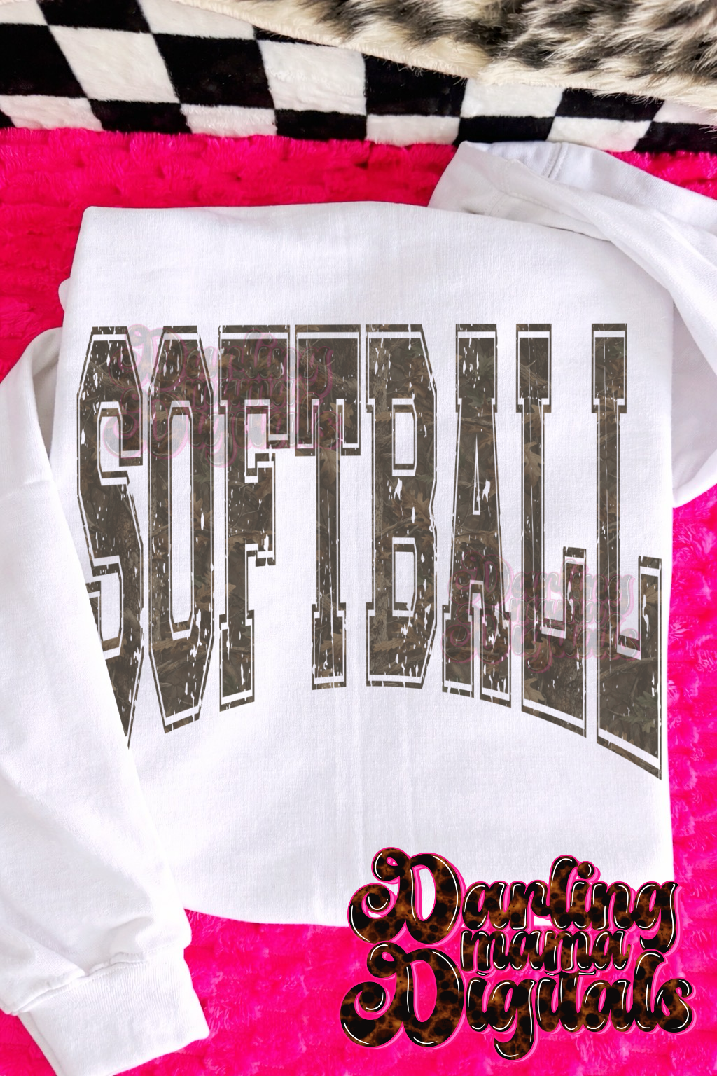 Camo distressed softball