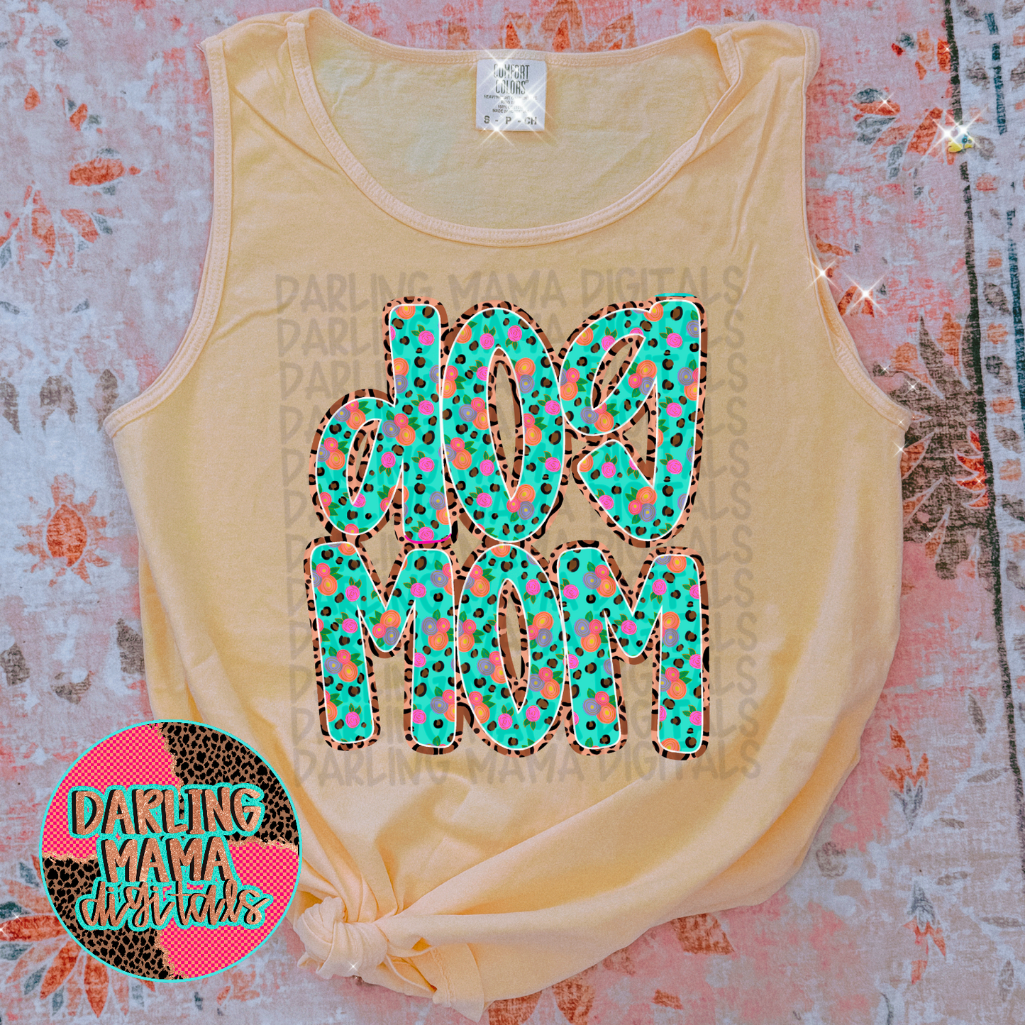 Hand Painted Floral Cheetah Dog Mom