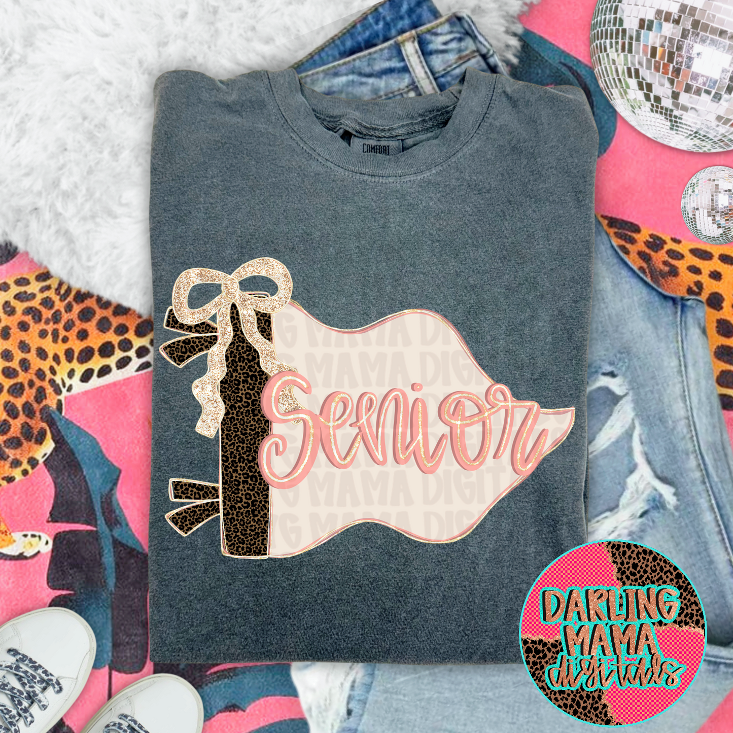 Glitter Bow Senior Flag