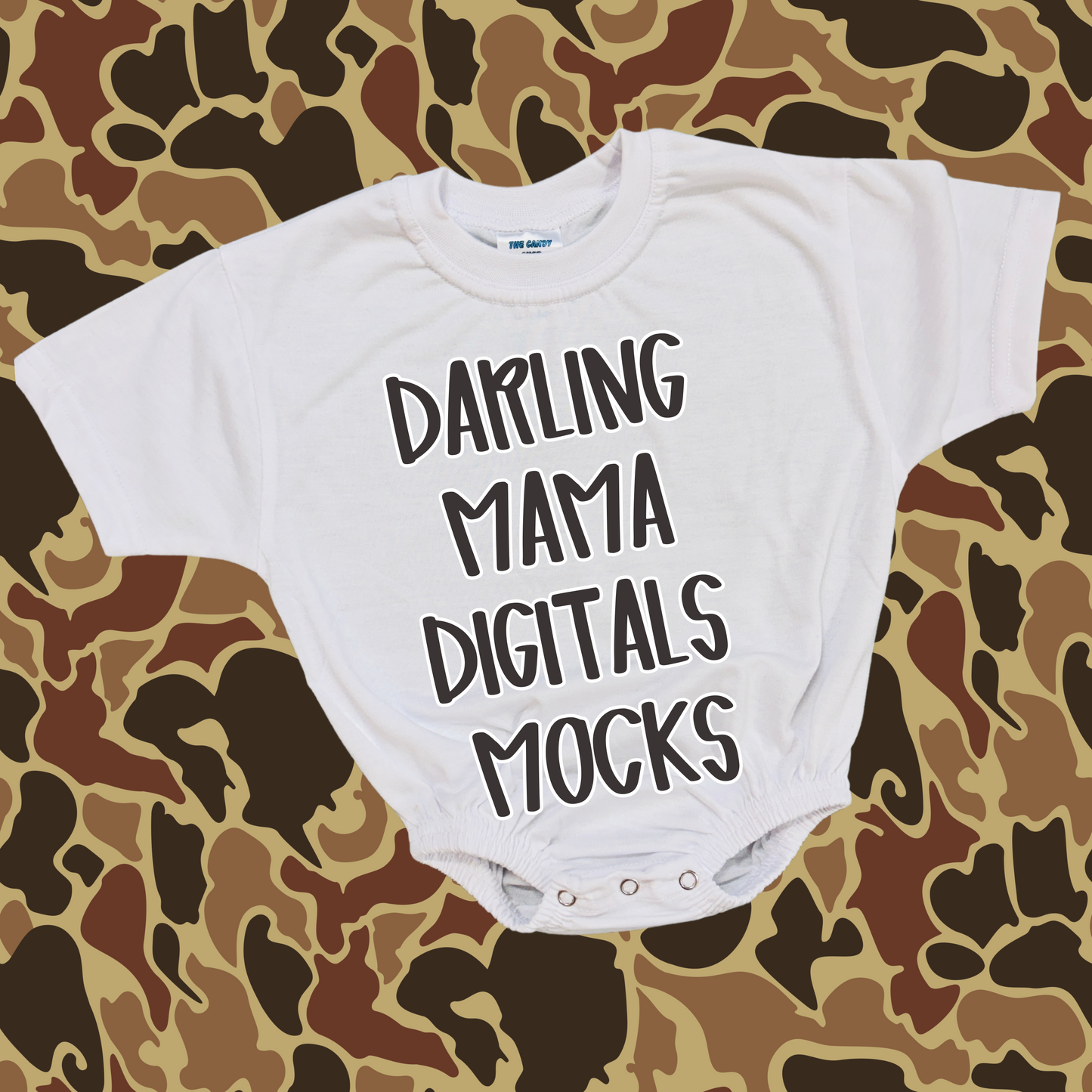 LAST CHANCE White Bubble Romper Camo Mock