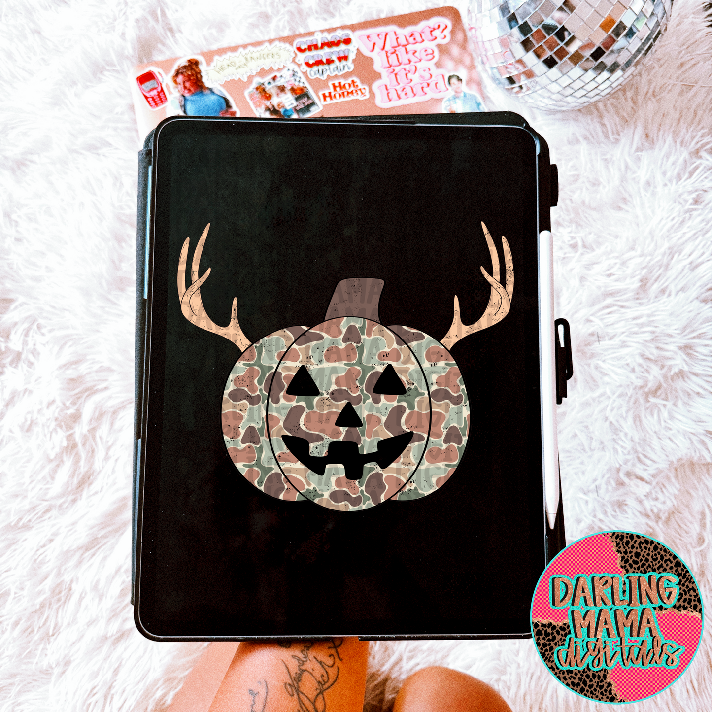 Camo Jack o lantern with antlers