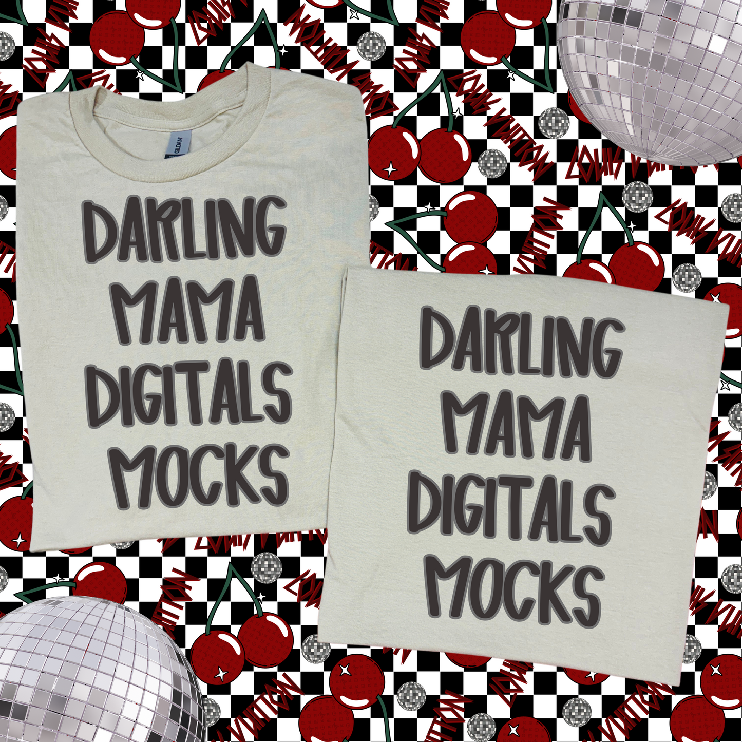 LAST CHANCE Gildan Sand Tee Layered Boujee Cherry Mock