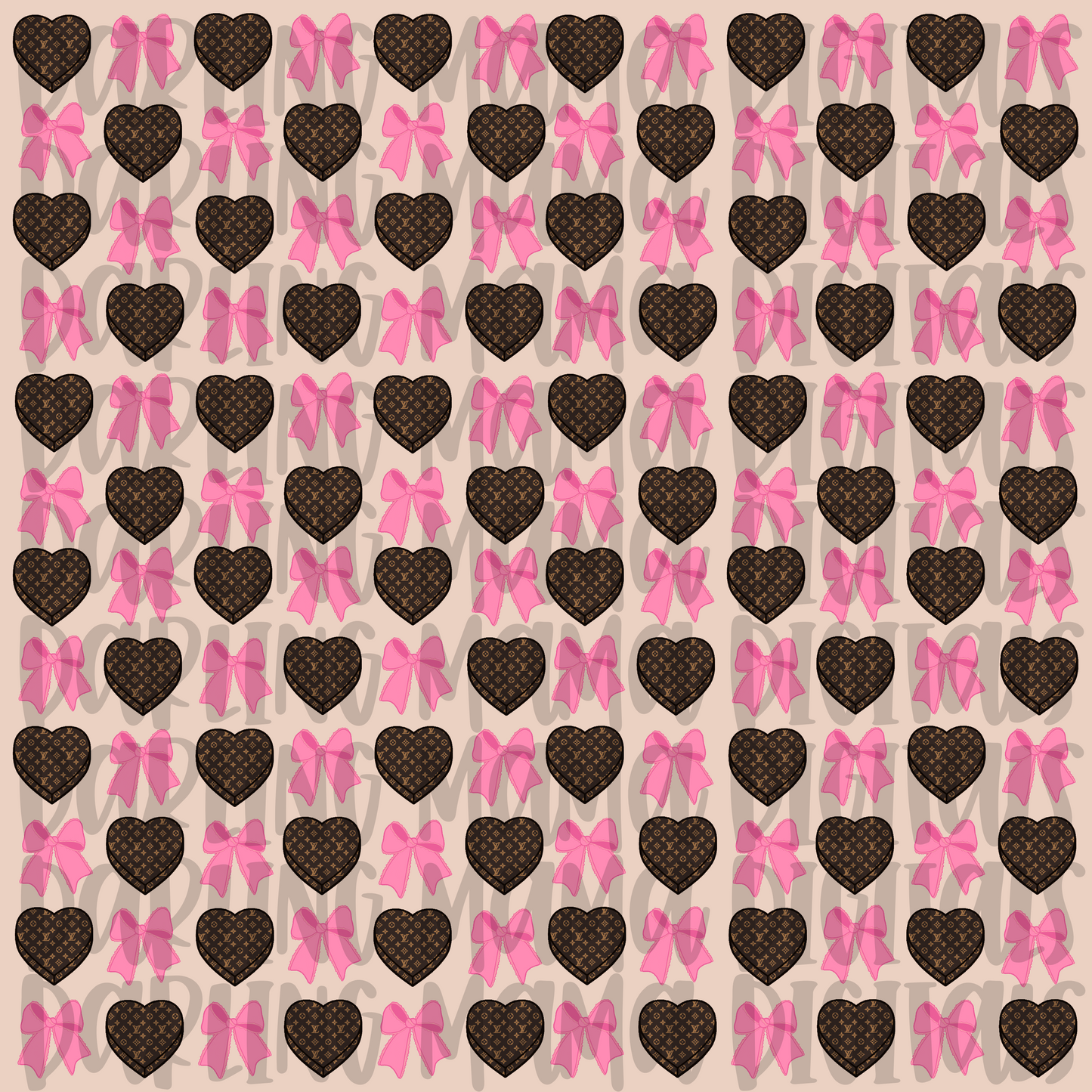 Boujee Valentine Heart and Bow Seamless File