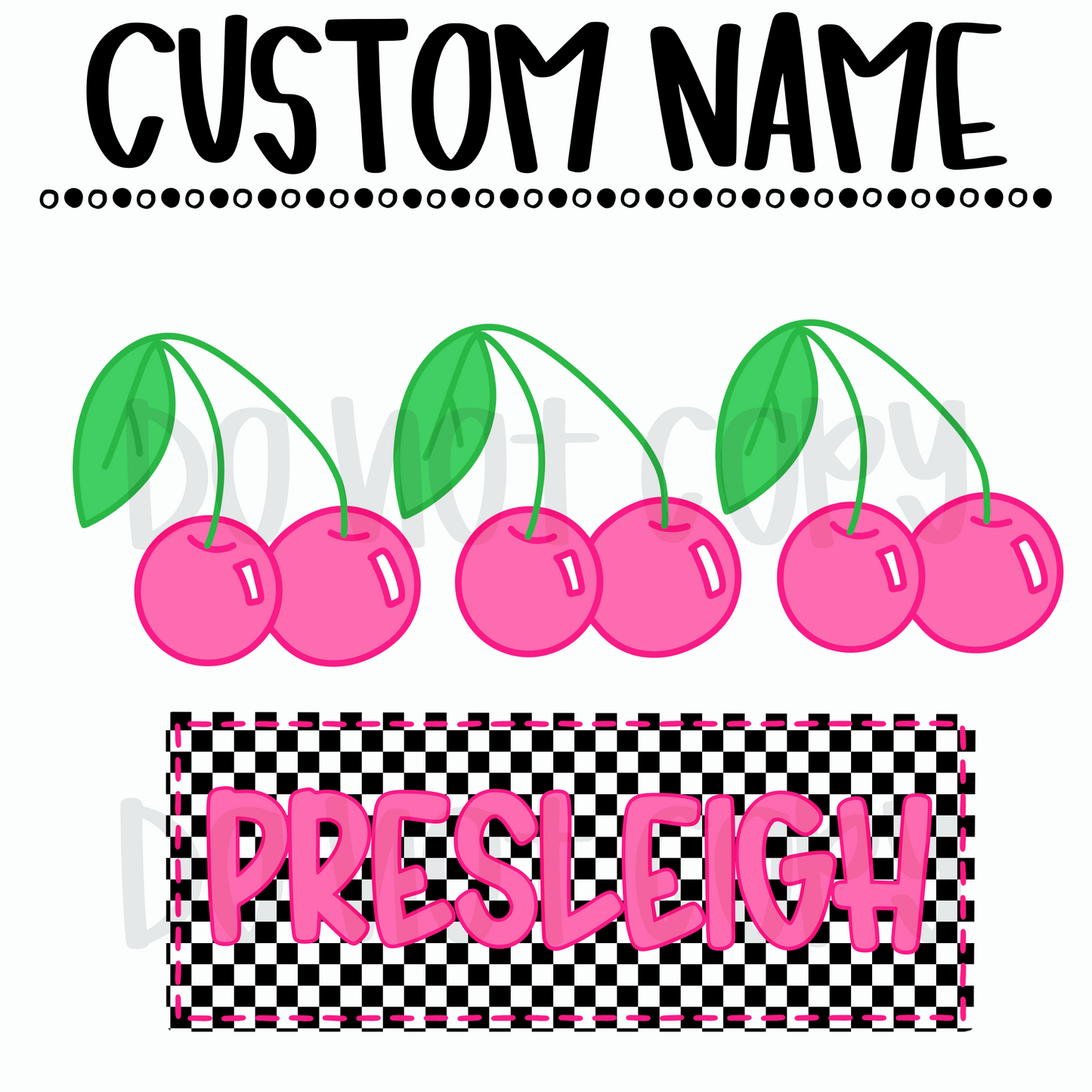Checkered Cherries Custom Name