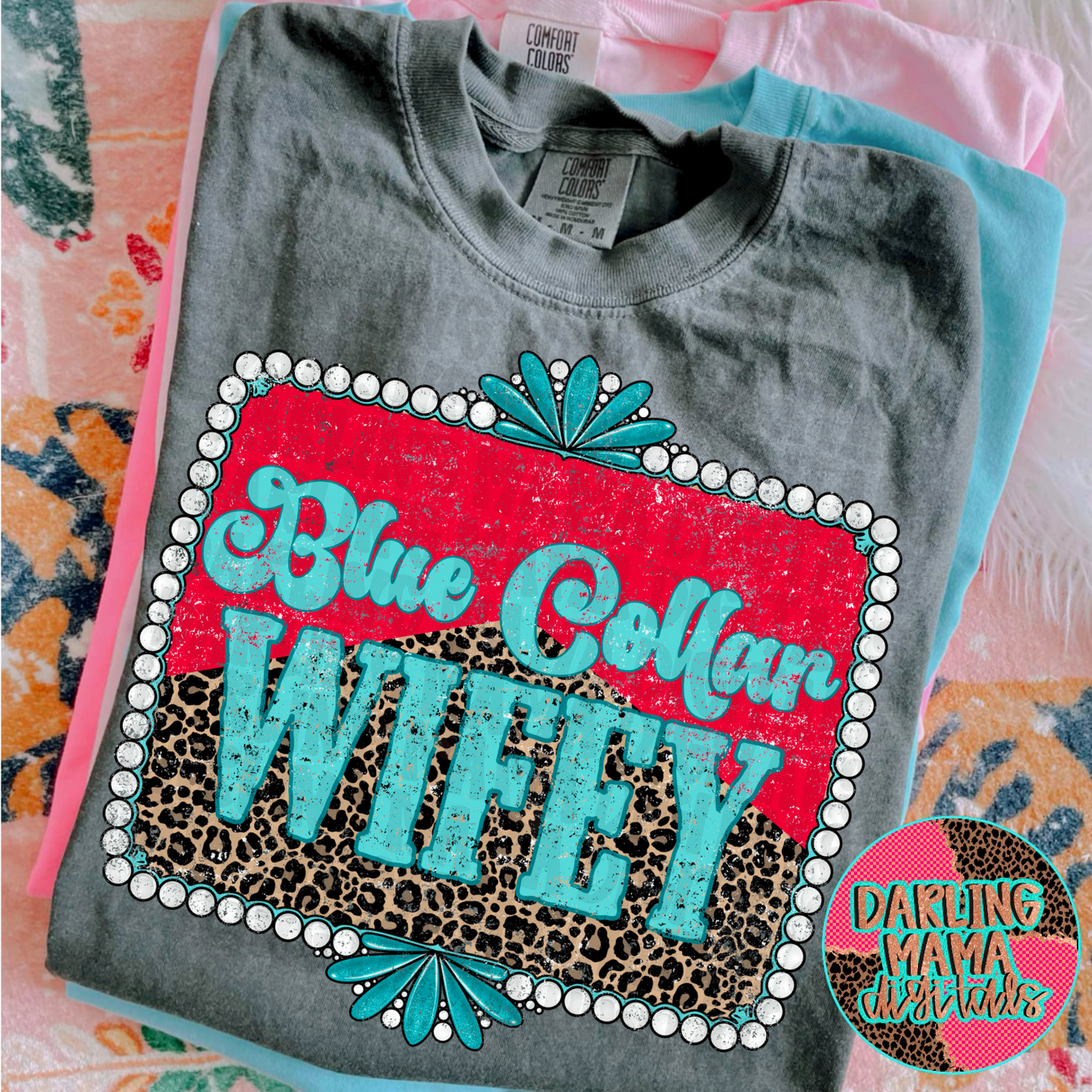 Distressed Blue Collar wifey