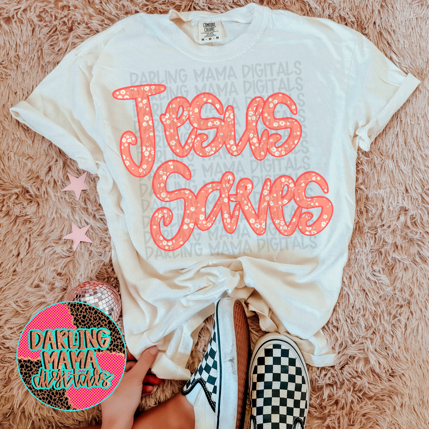 Coral Flower Jesus Saves