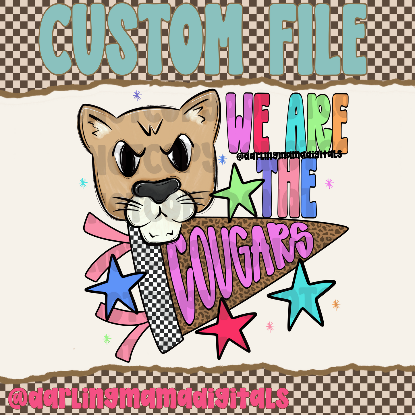 Custom preppy pennant flag mascot