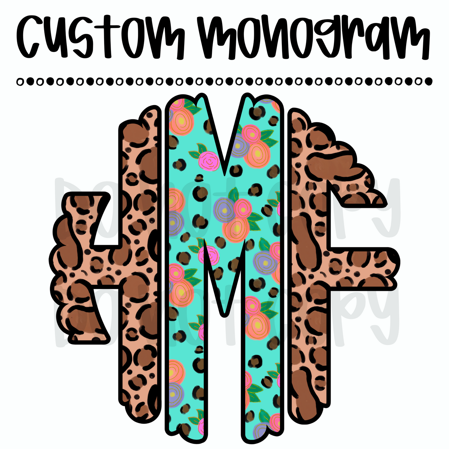 Hand Painted Floral Cheetah Custom Monogram