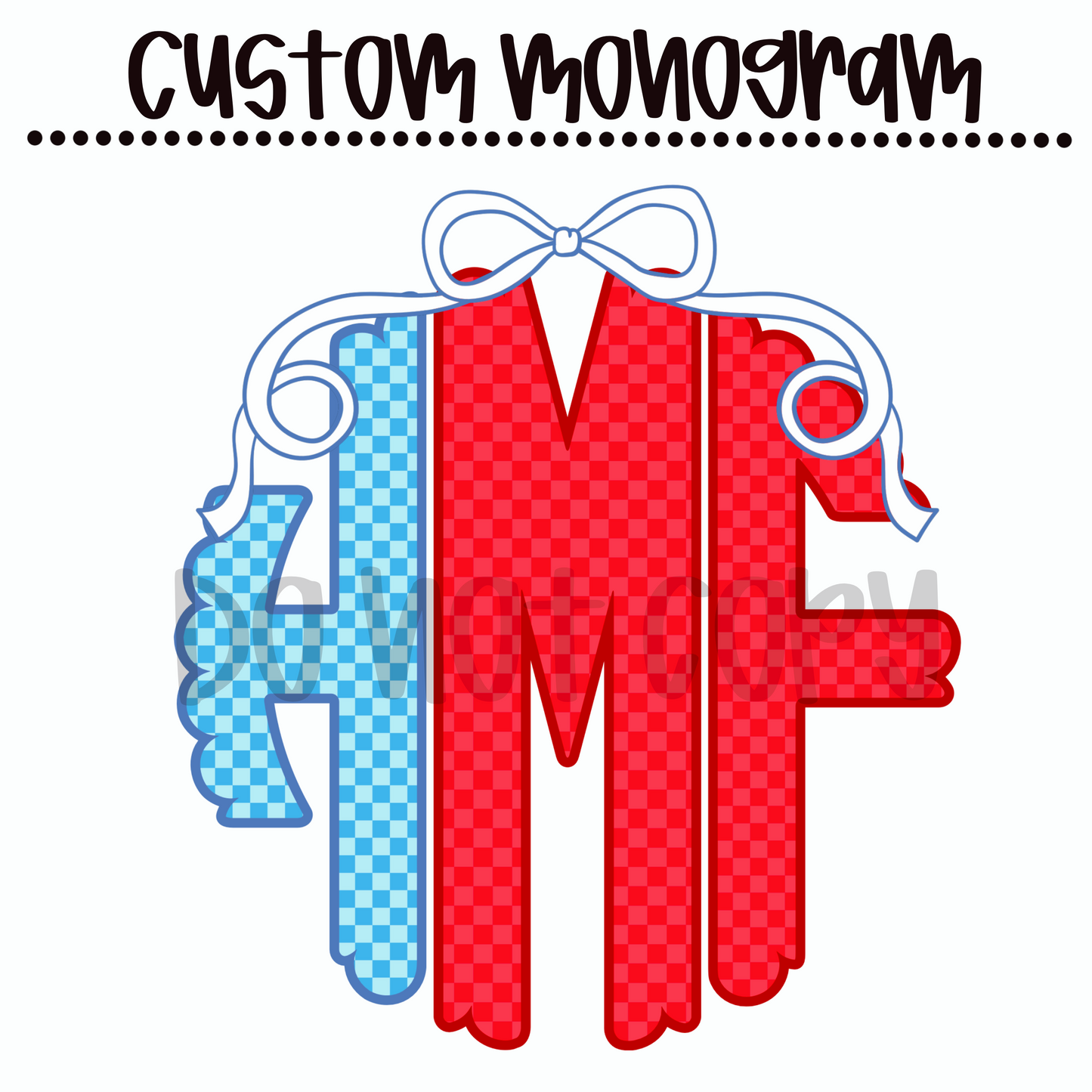 Red and Blue Checkered Custom Monogram