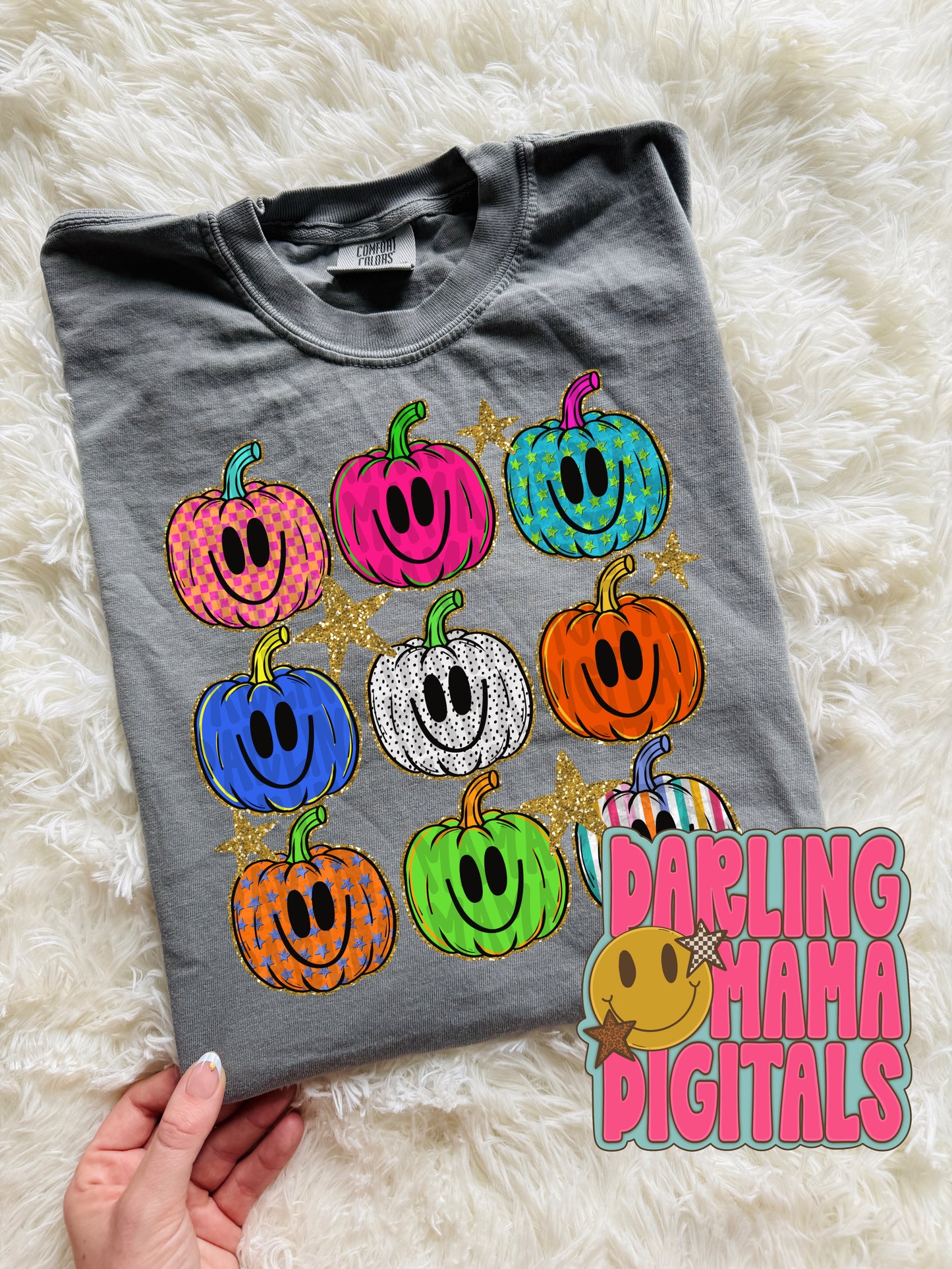 Colorful smiling pumpkins