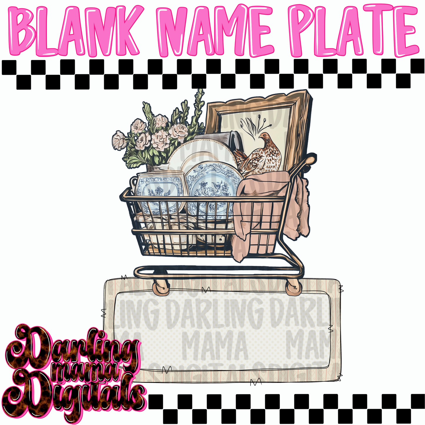 Thrifting cart name plate