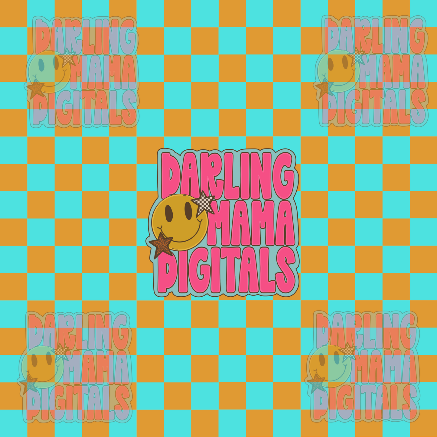 Blue and orange Checkered seamless