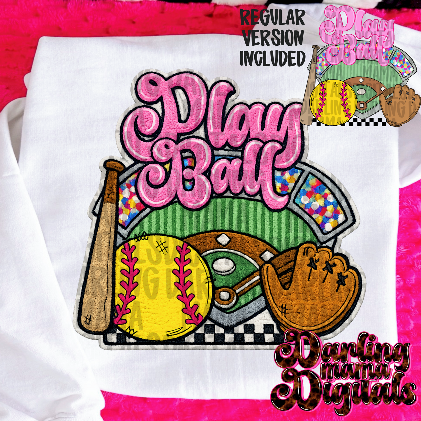 Faux patch play ball softball 2 PNG