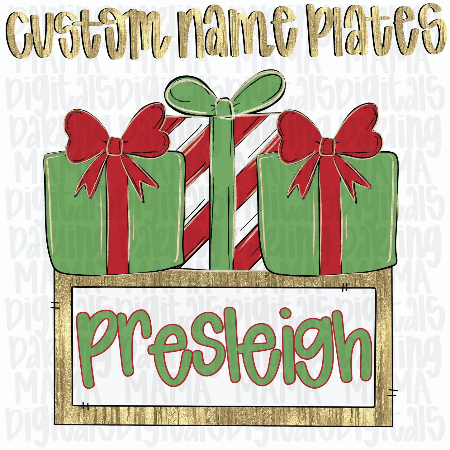 Custom green and red presents