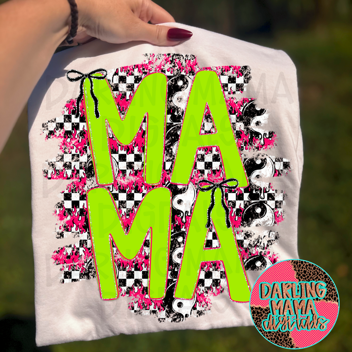 Pink and green yin yang mama