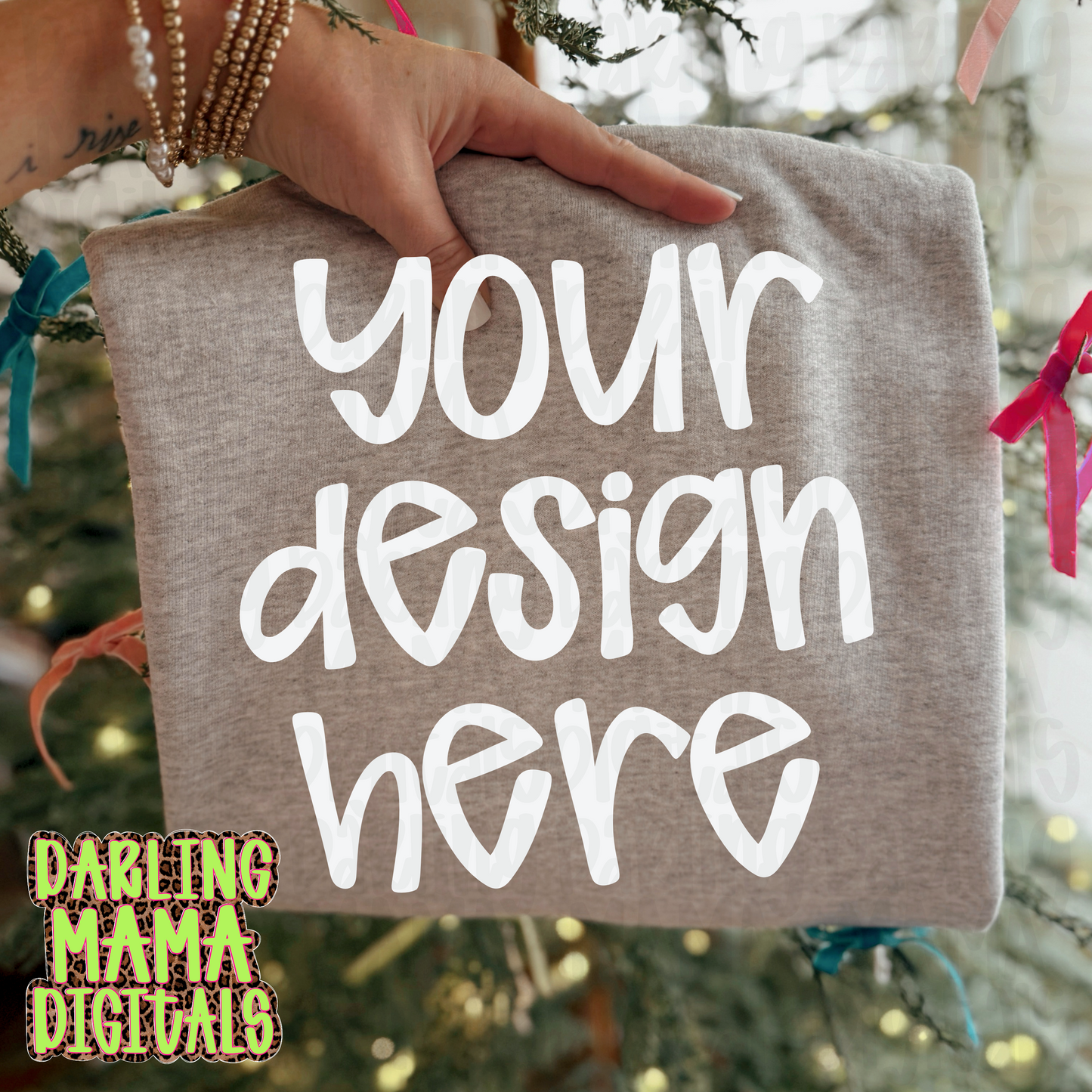 Ash grey sweatshirt Christmas trees with bows