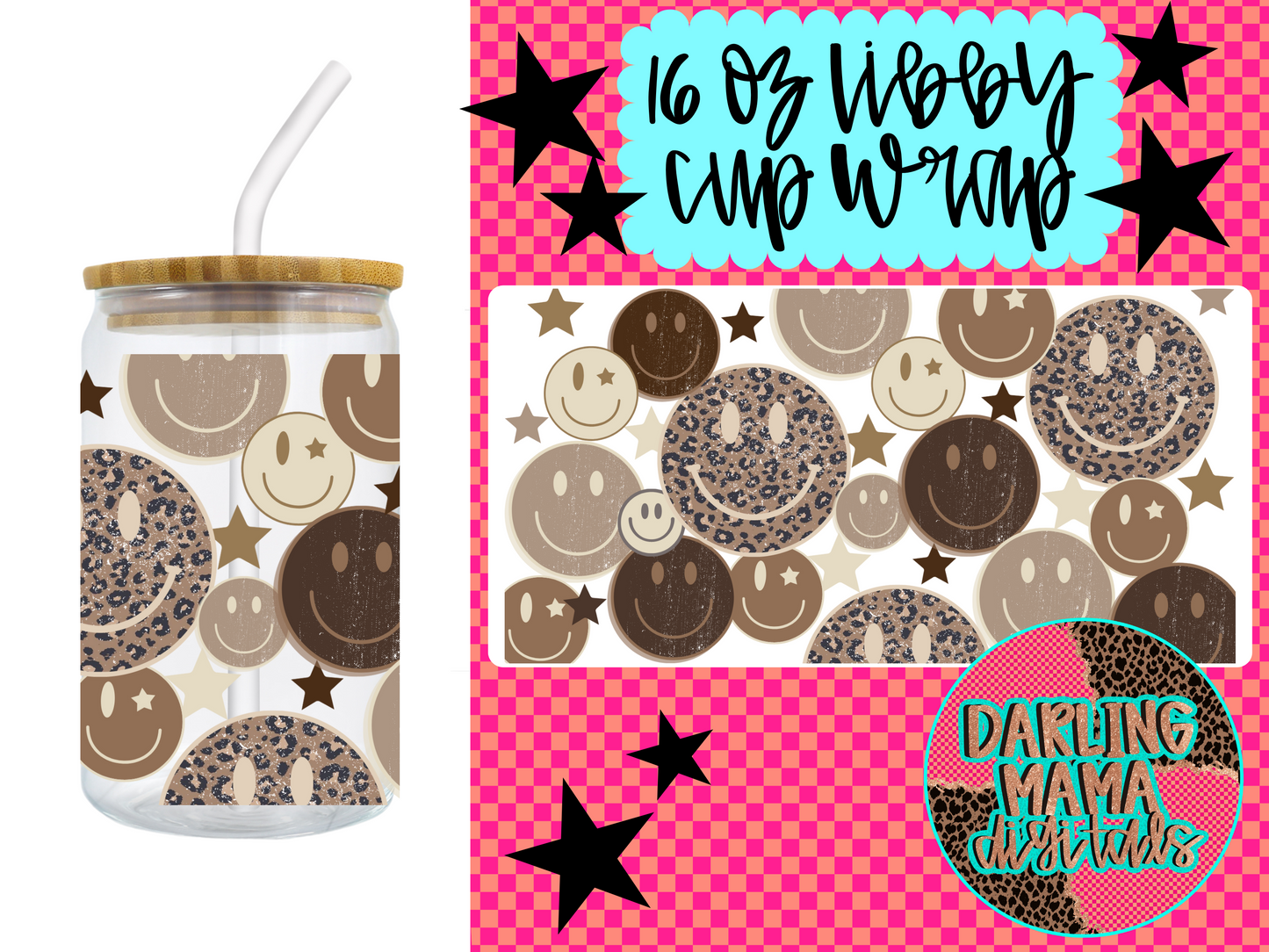 Cheetah smiley Cup Wrap