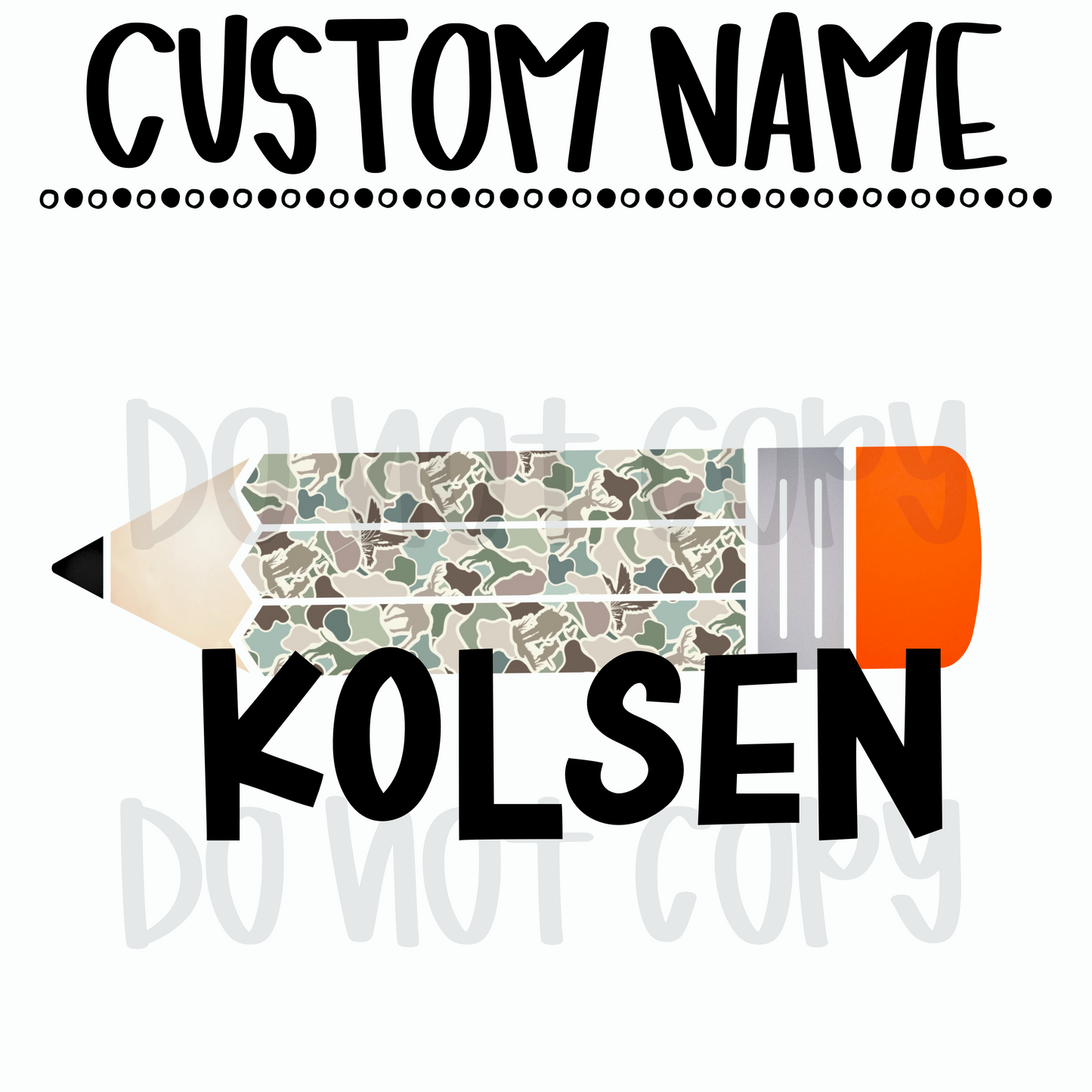 Camo Pencil Custom Name