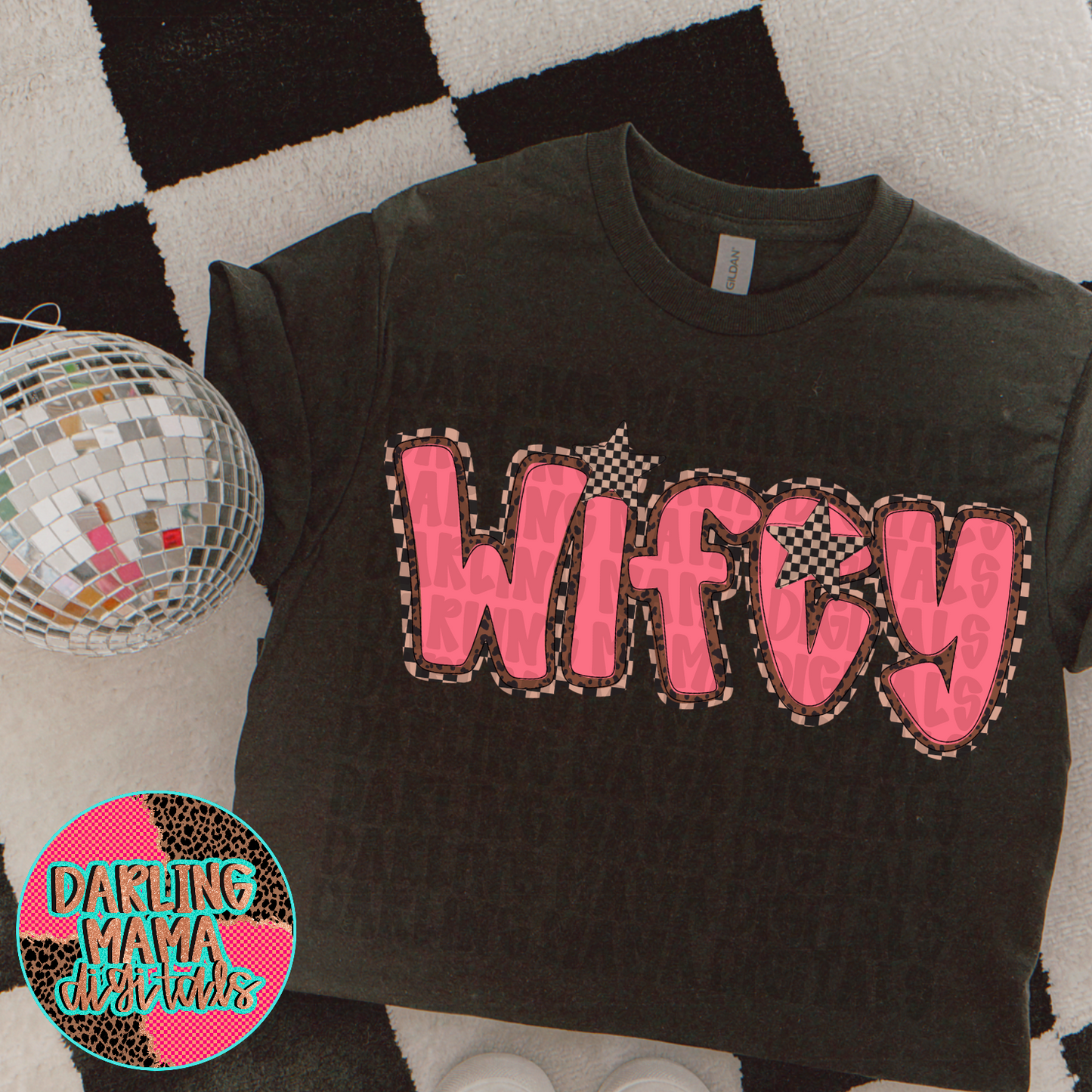 Dusty Coral Checkered Star Wifey