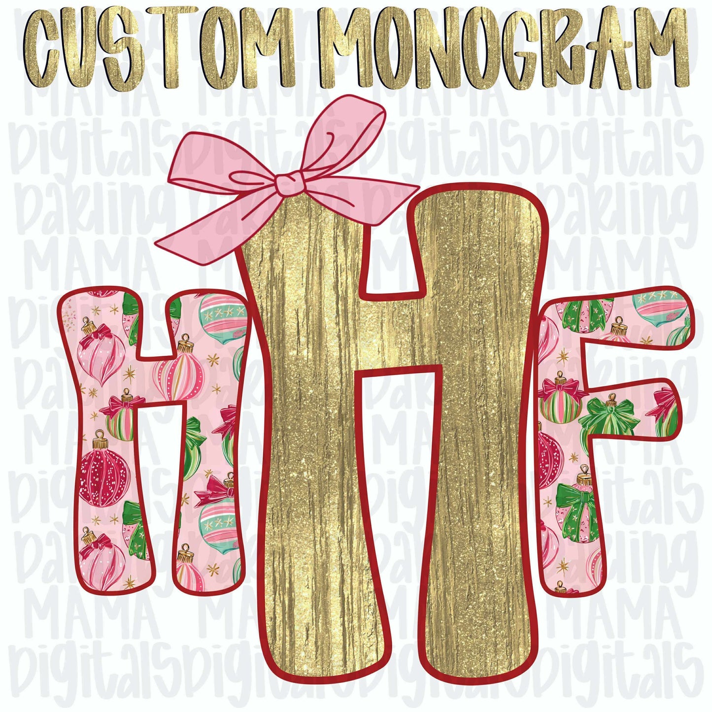 Red and pink ornament Monogram
