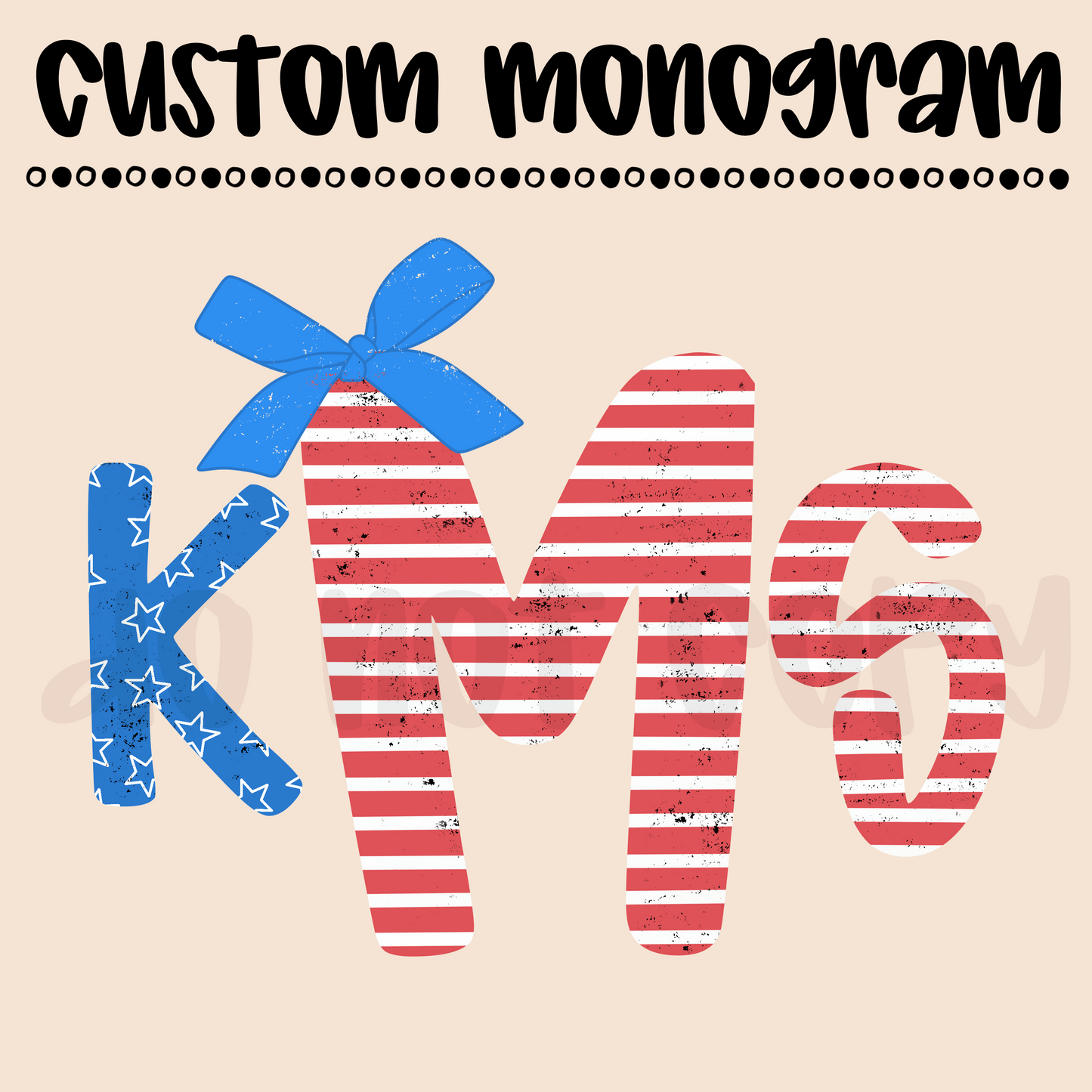 Girls American Flag Custom Monogram