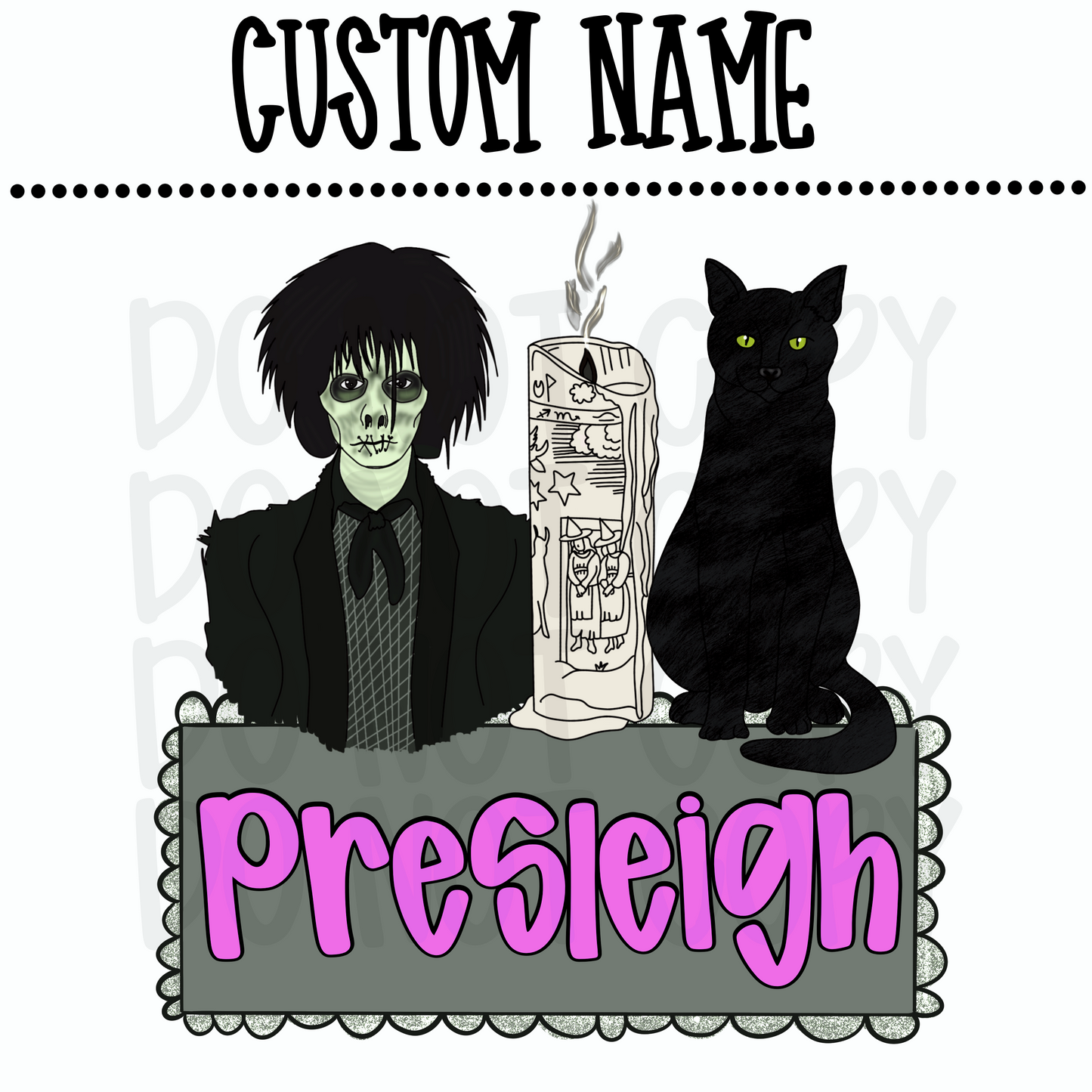 Custom Black Flame Candle Name