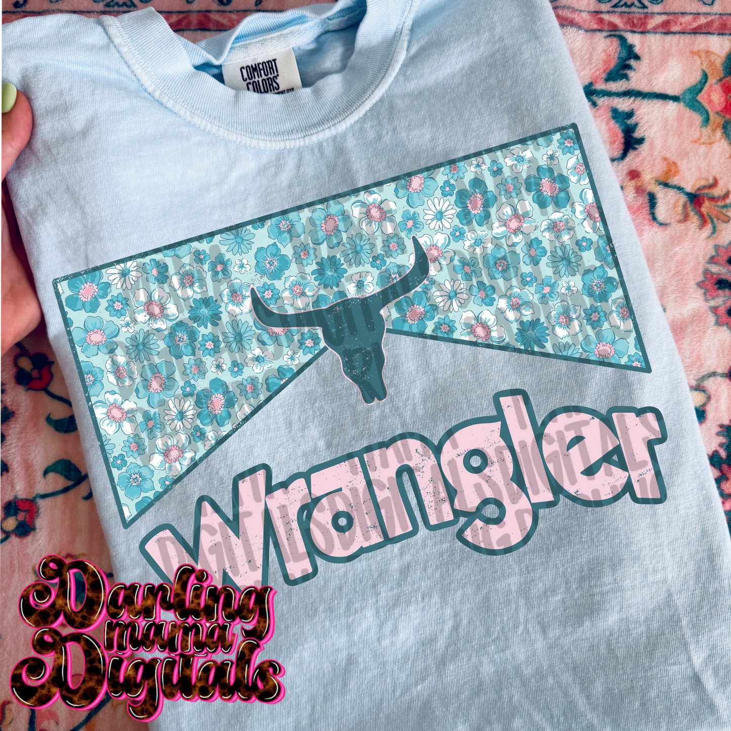 Turquoise and pink floral Wr*ngler