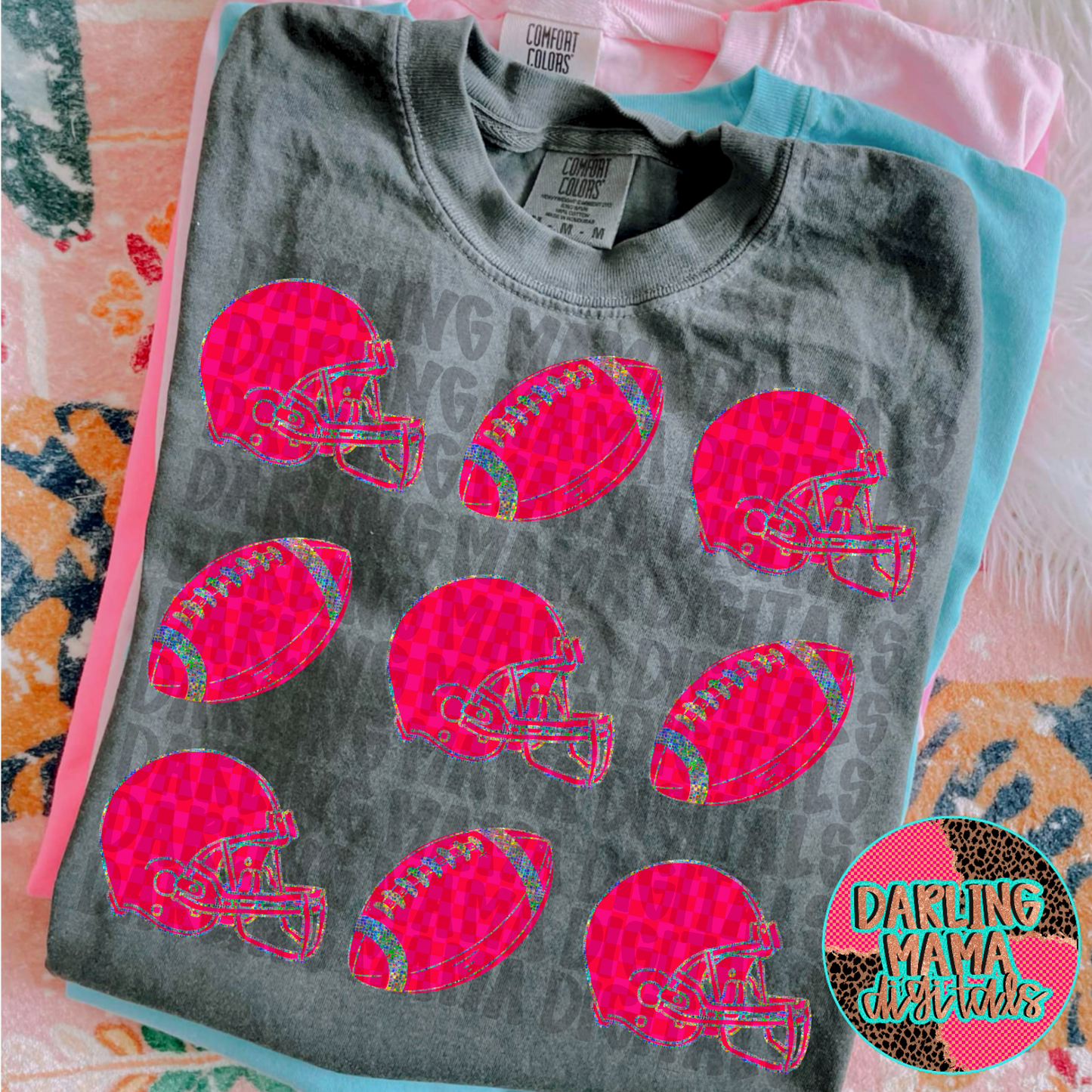 Neon Pink Checkered Football