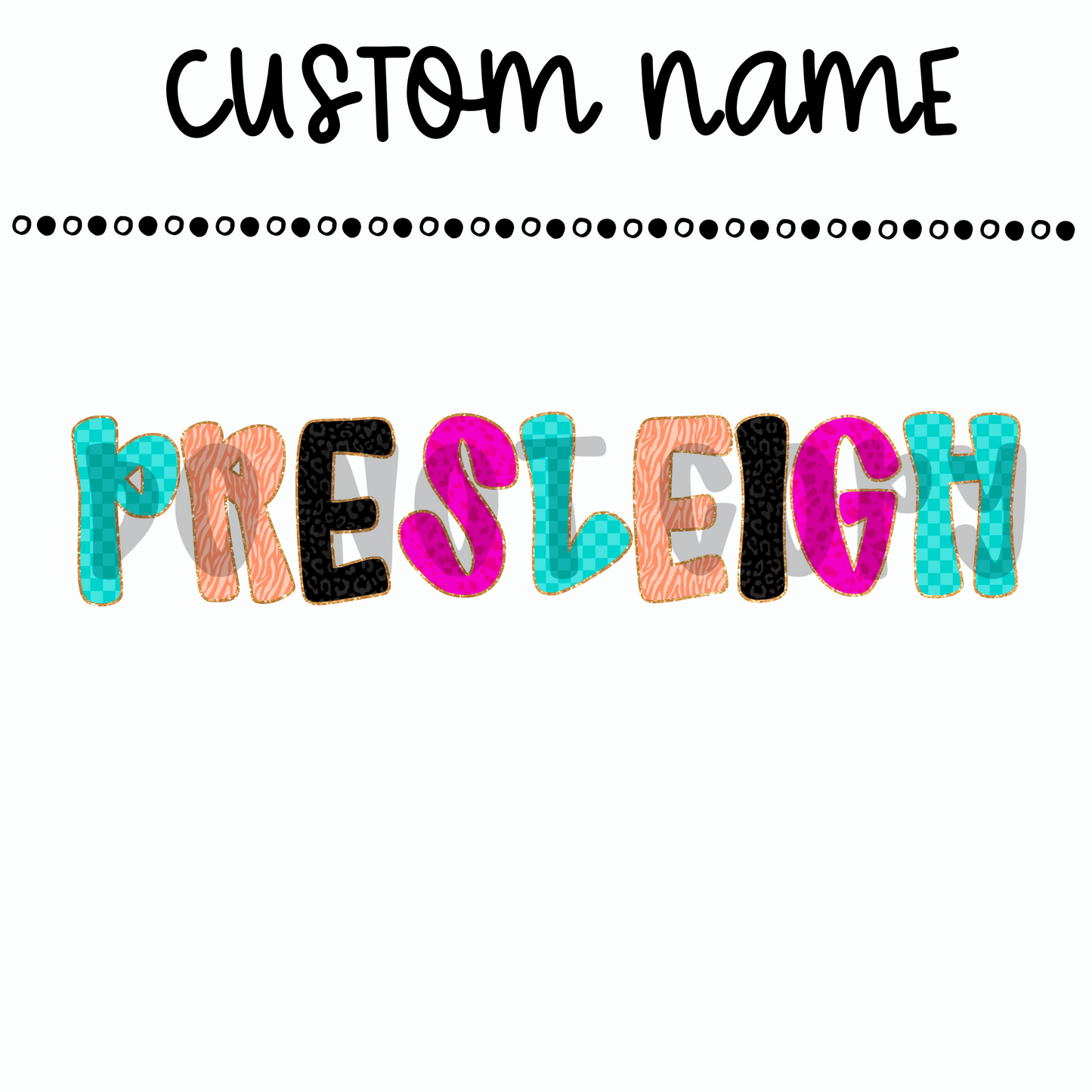 Custom Preppy Glitter Name