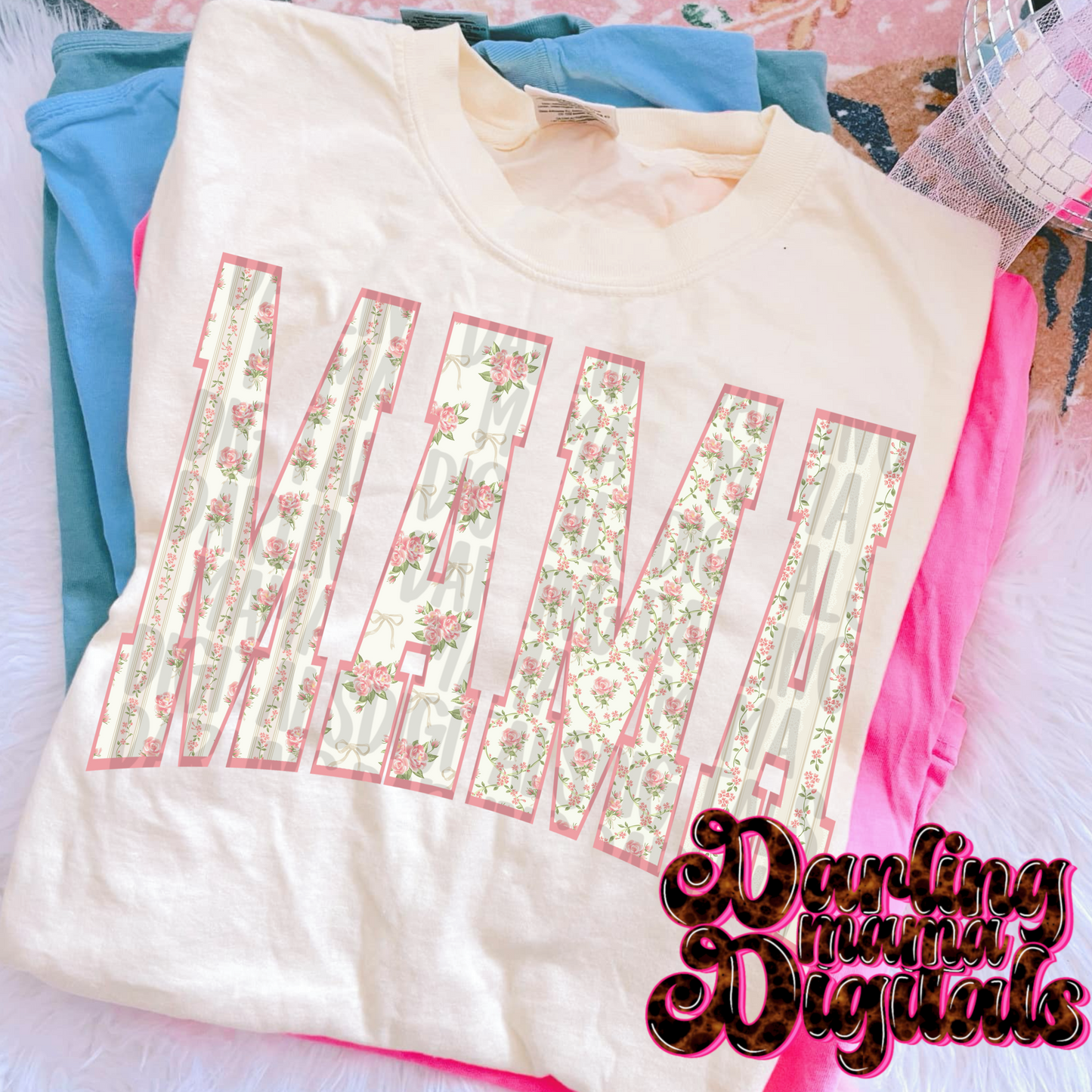 Coral and beige floral mama
