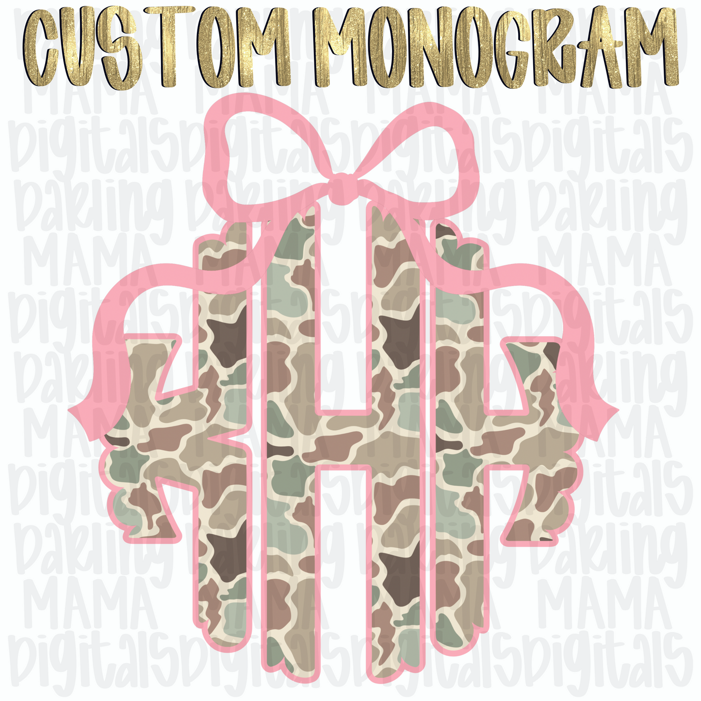 Duck Camo pink Bow Monogram