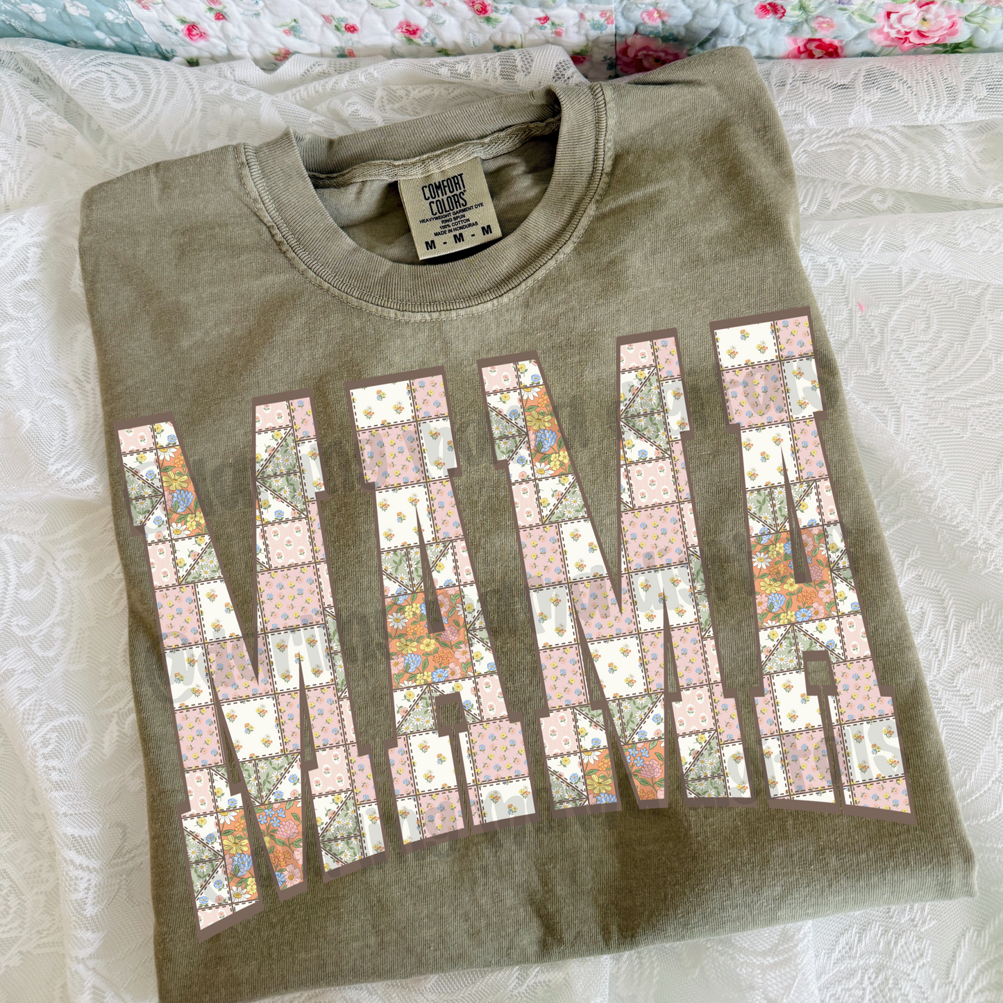 Blush pink & white floral patchwork mama