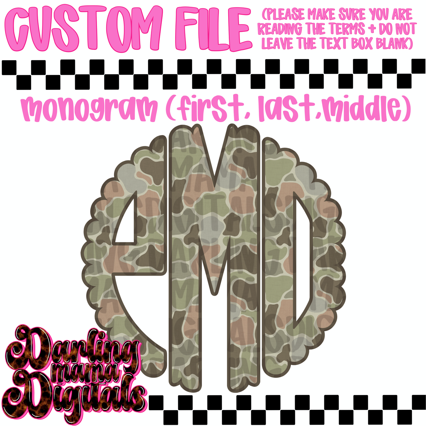Custom old school camo monogram