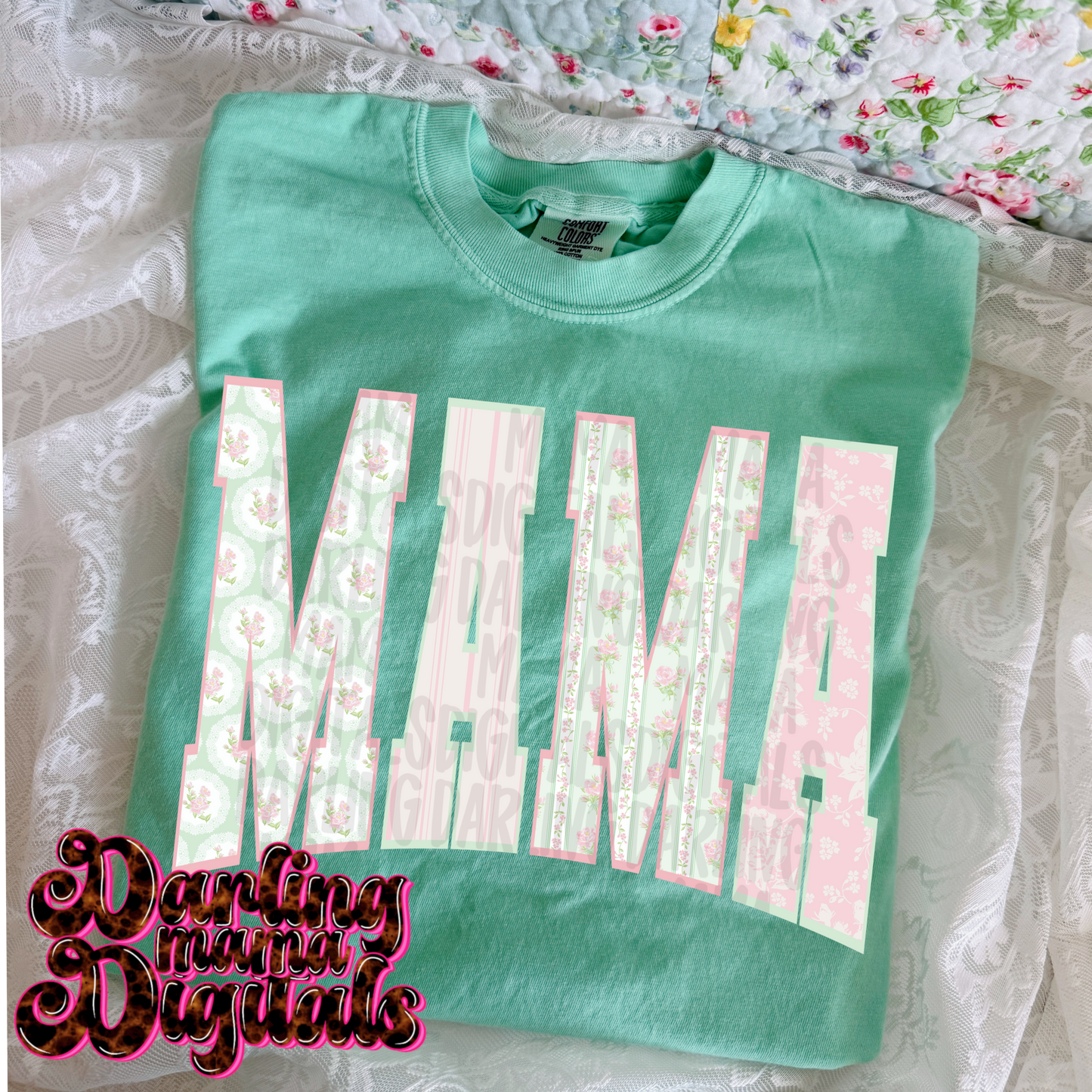 Pink and mint floral mama