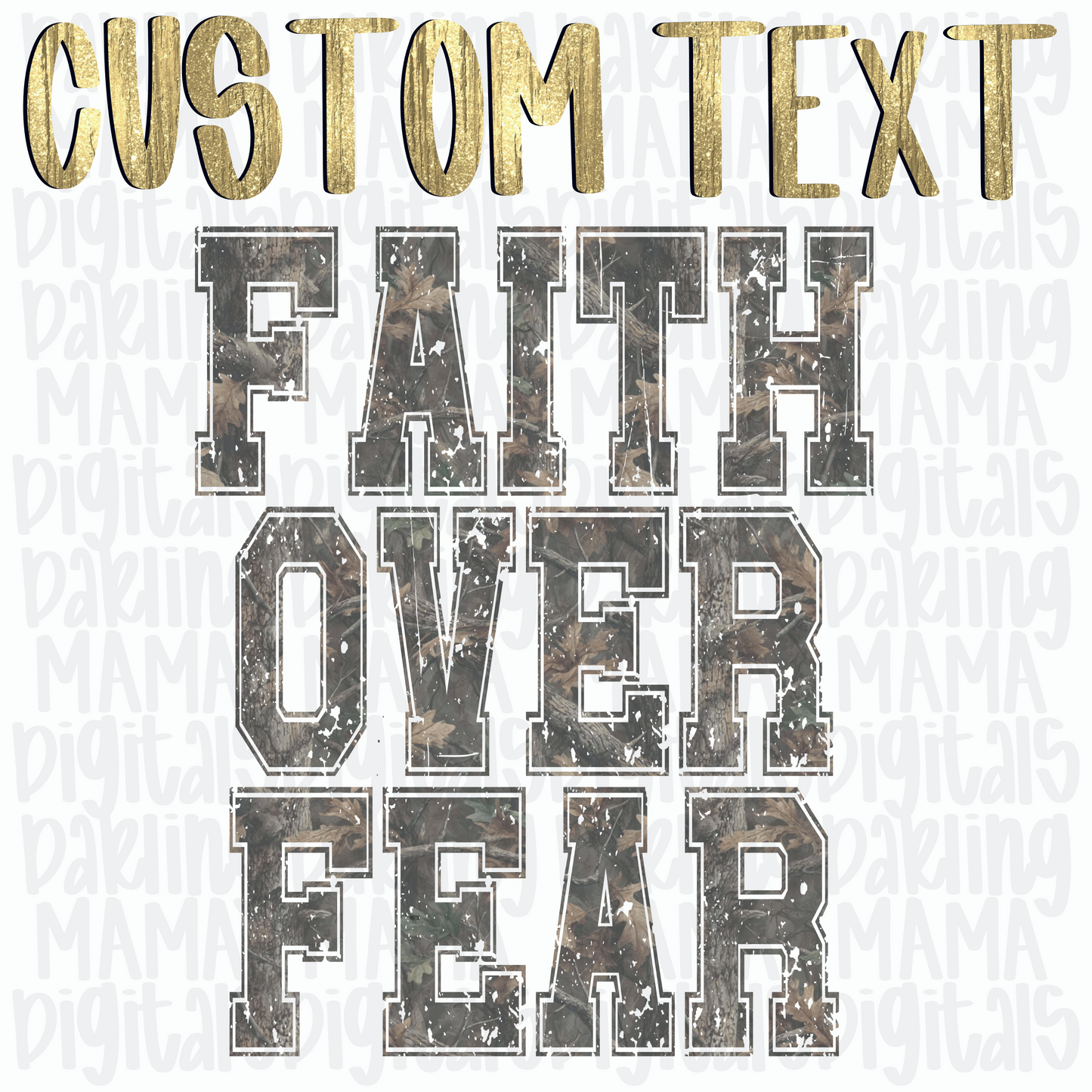 Custom distressed camo text