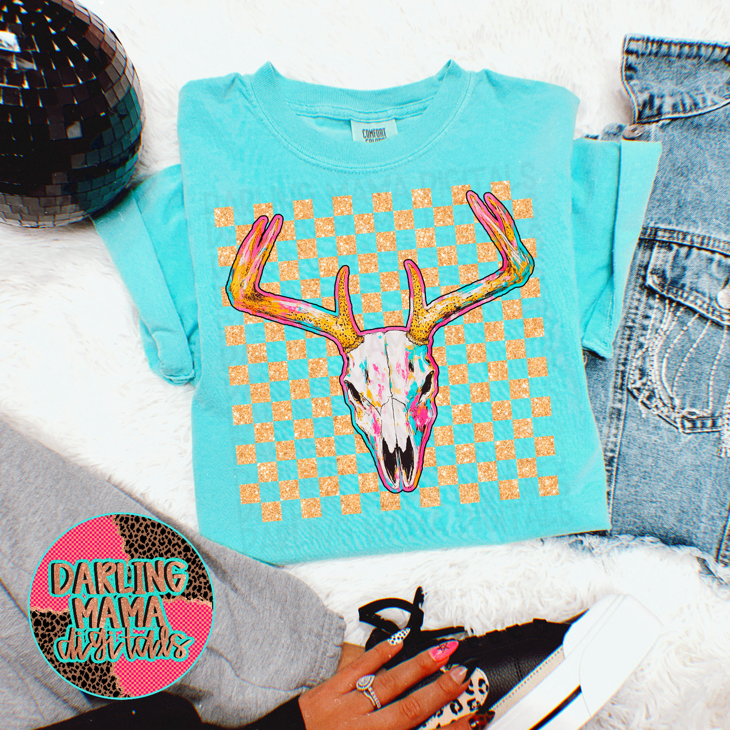 Glitter Checkered Long Horn