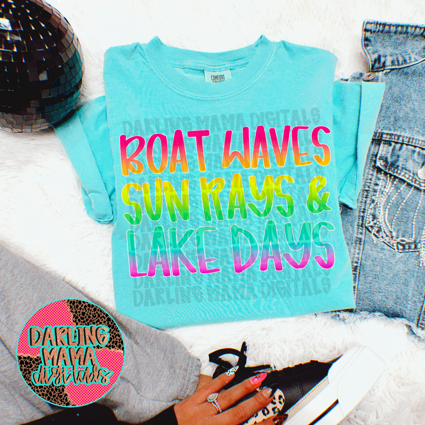 Neon Boat Waves And Lake Days