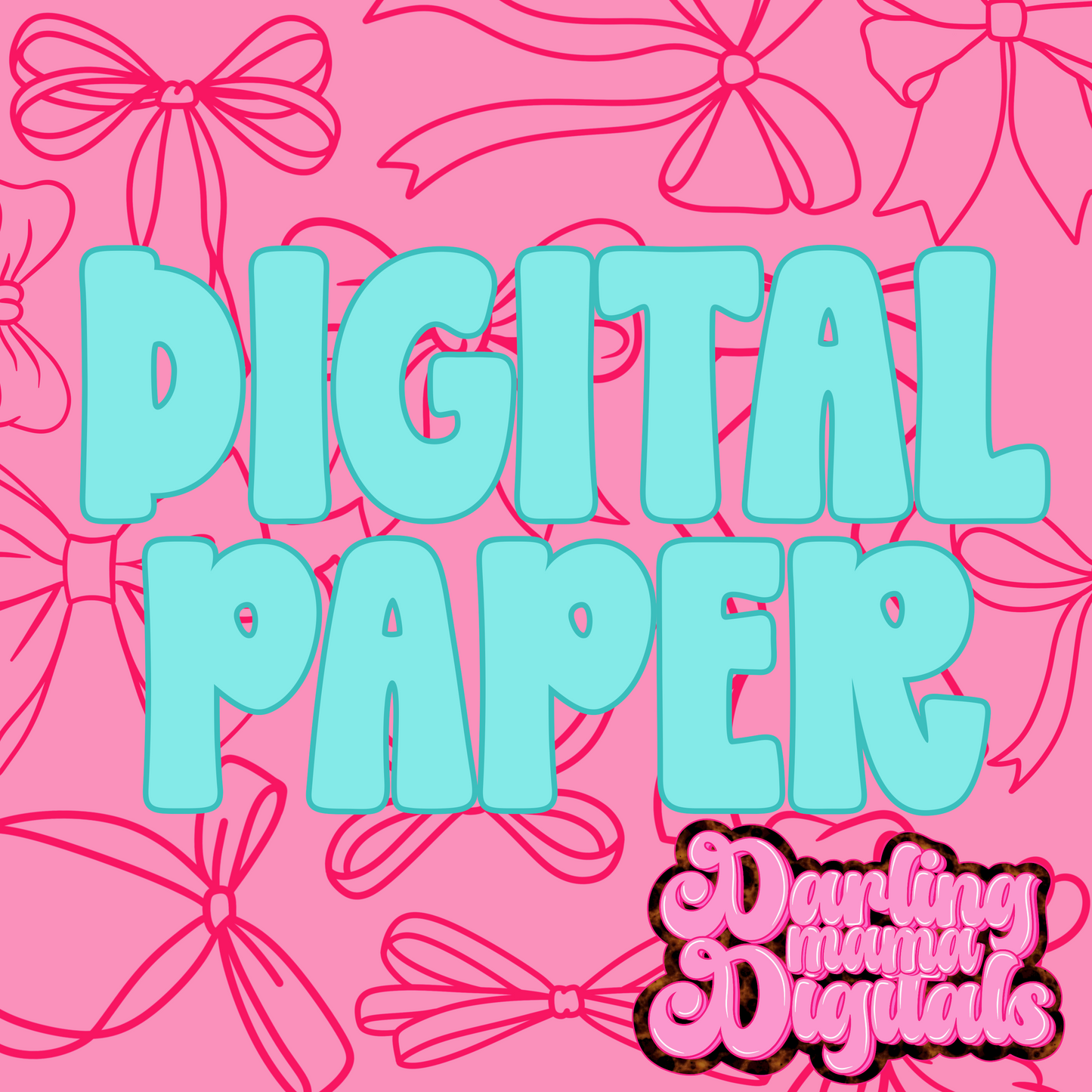 Neon pink bow digital paper