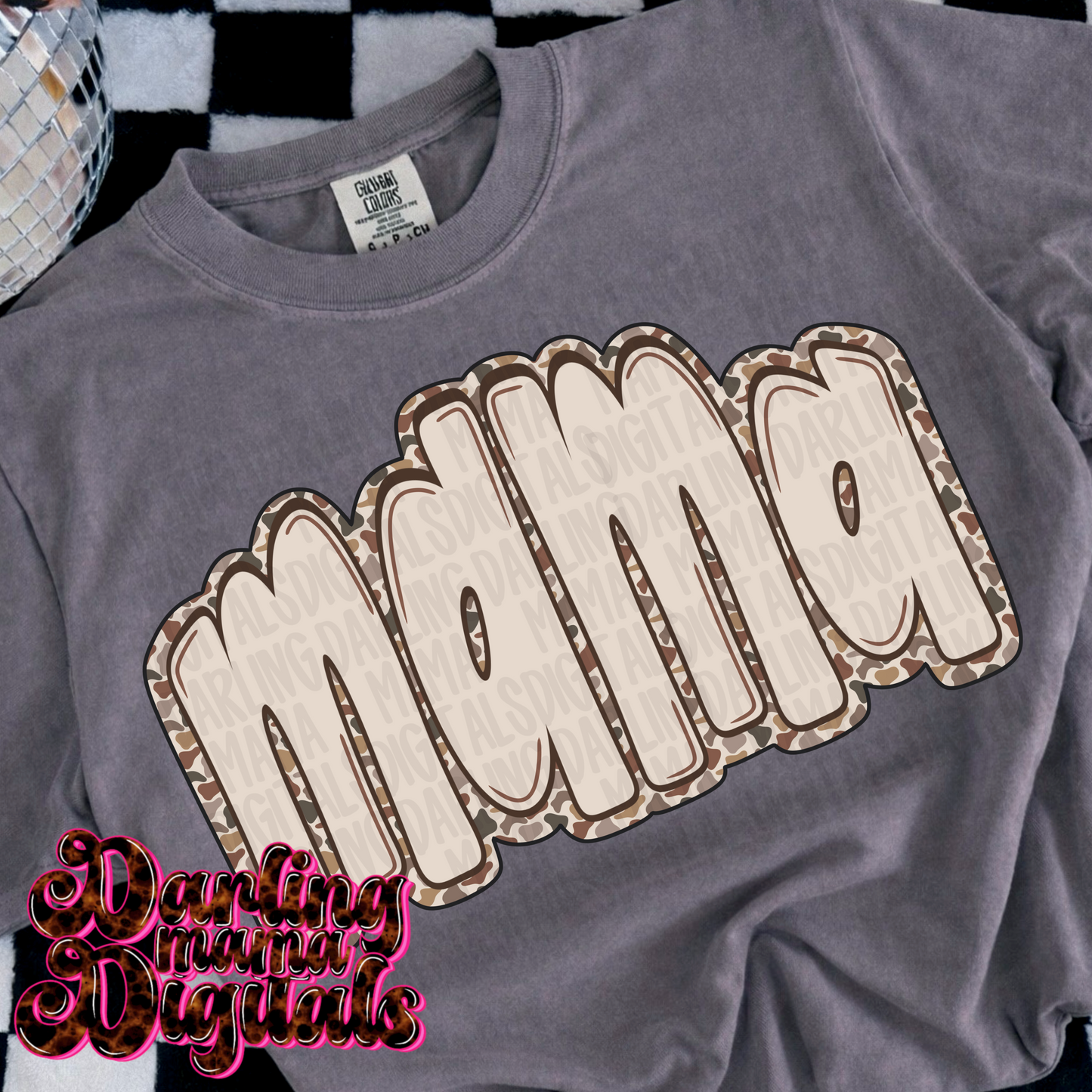 Bubble letter camo mama