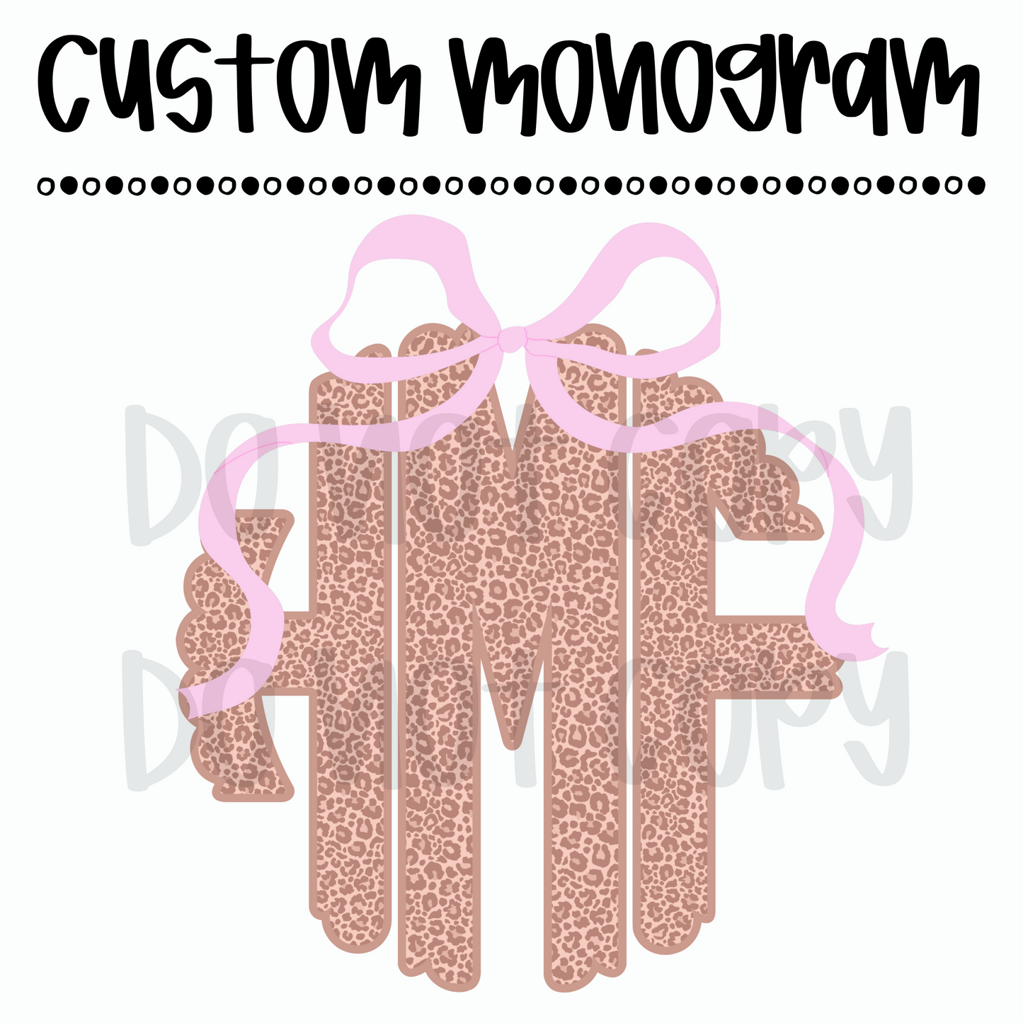 Light Cheetah Pink Bow Custom Monogram