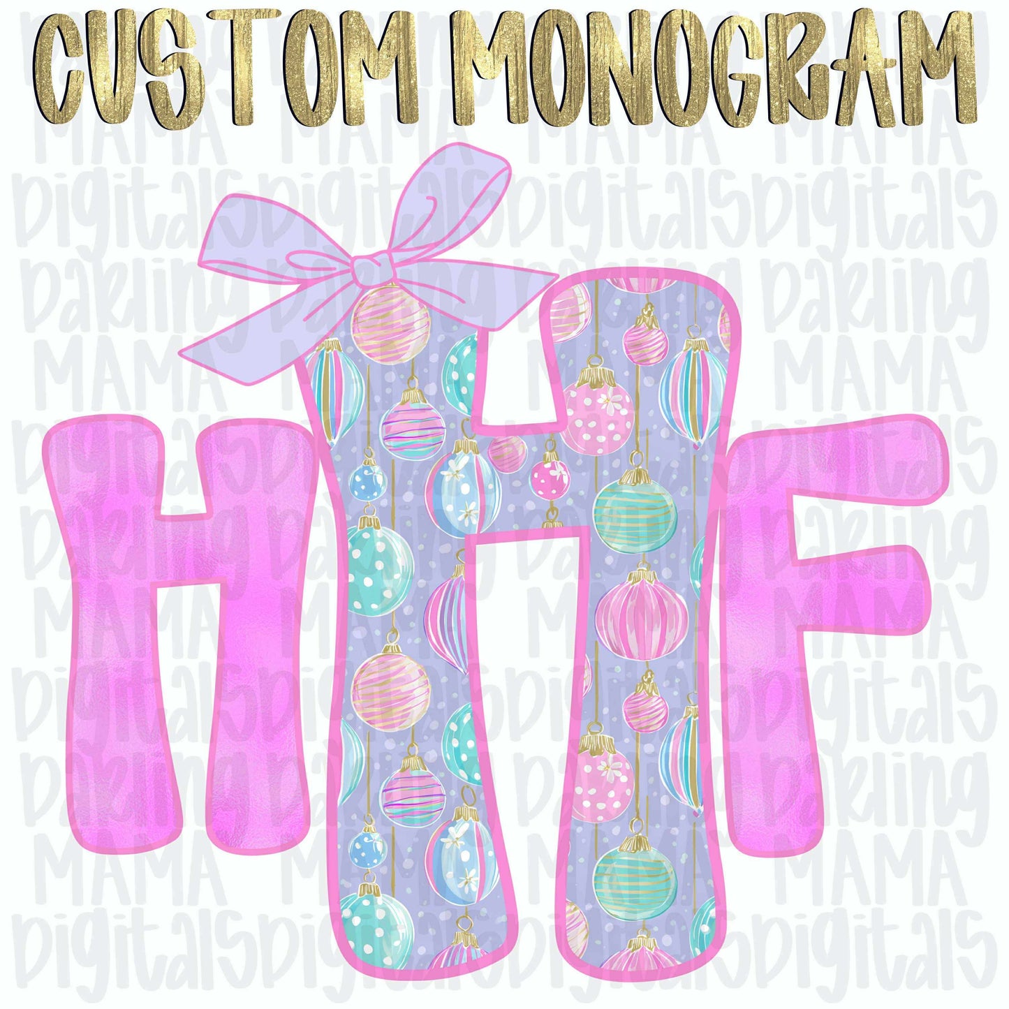 Purple and pink ornament Monogram