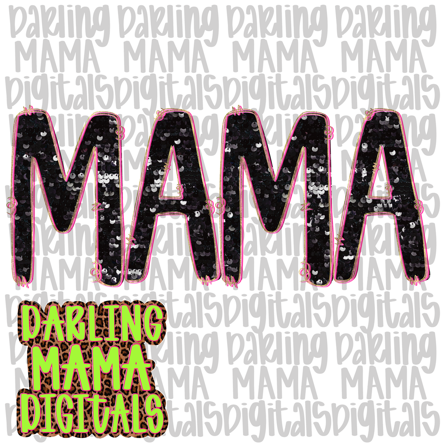 Black faux sequin mama