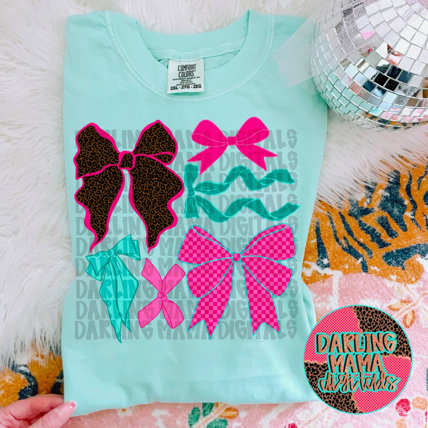 Cheetah, Pink, Turquoise Bow Collage