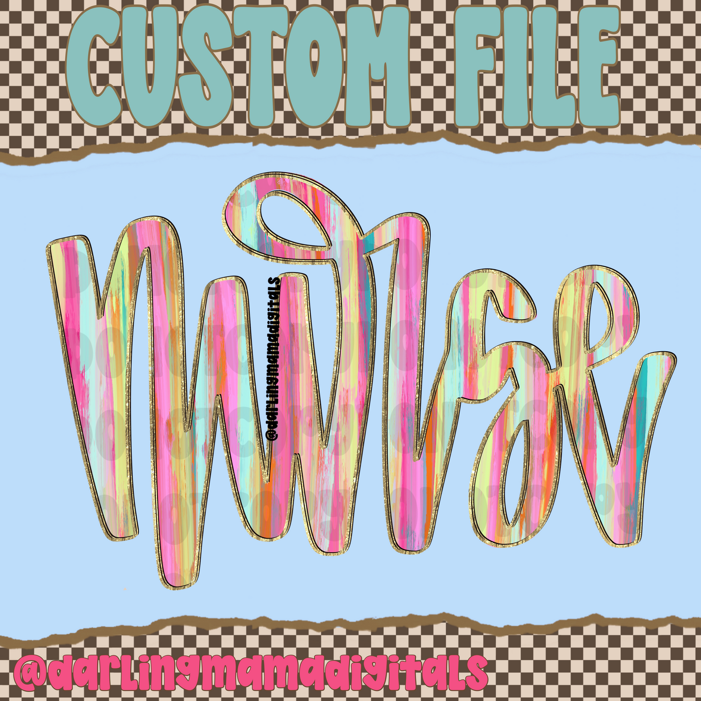 Custom streaky paint glitter text