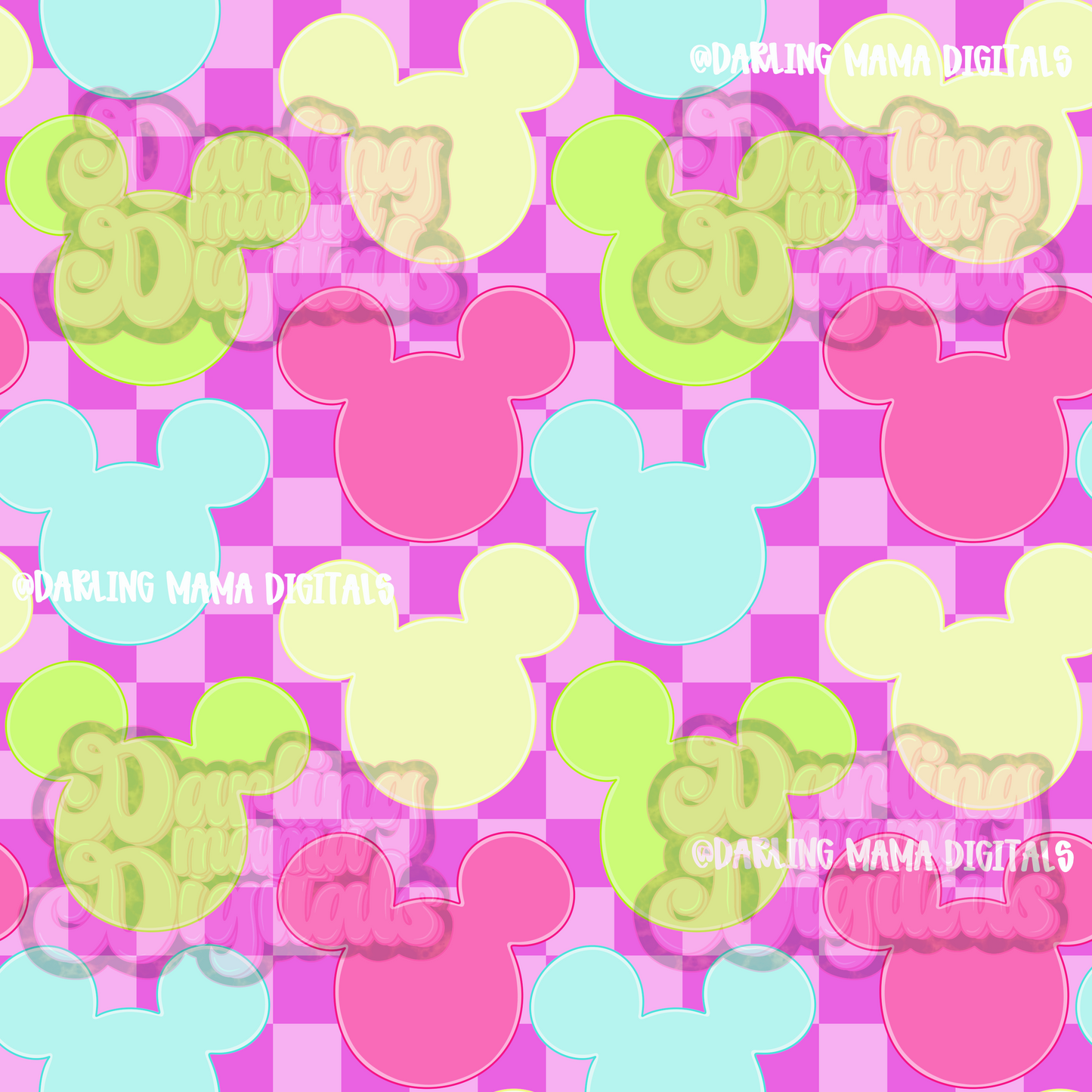 Neon mouse head seamless