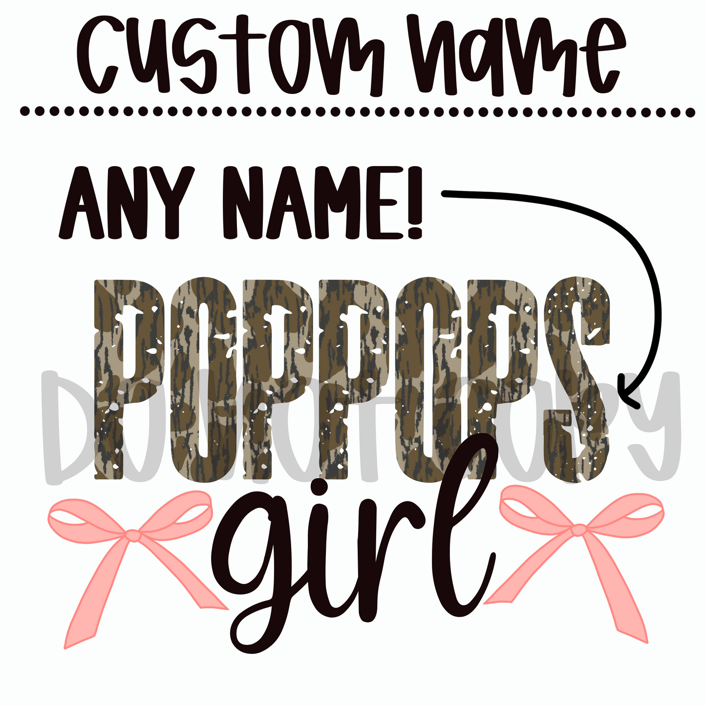 Custom Name bottomland camo girl