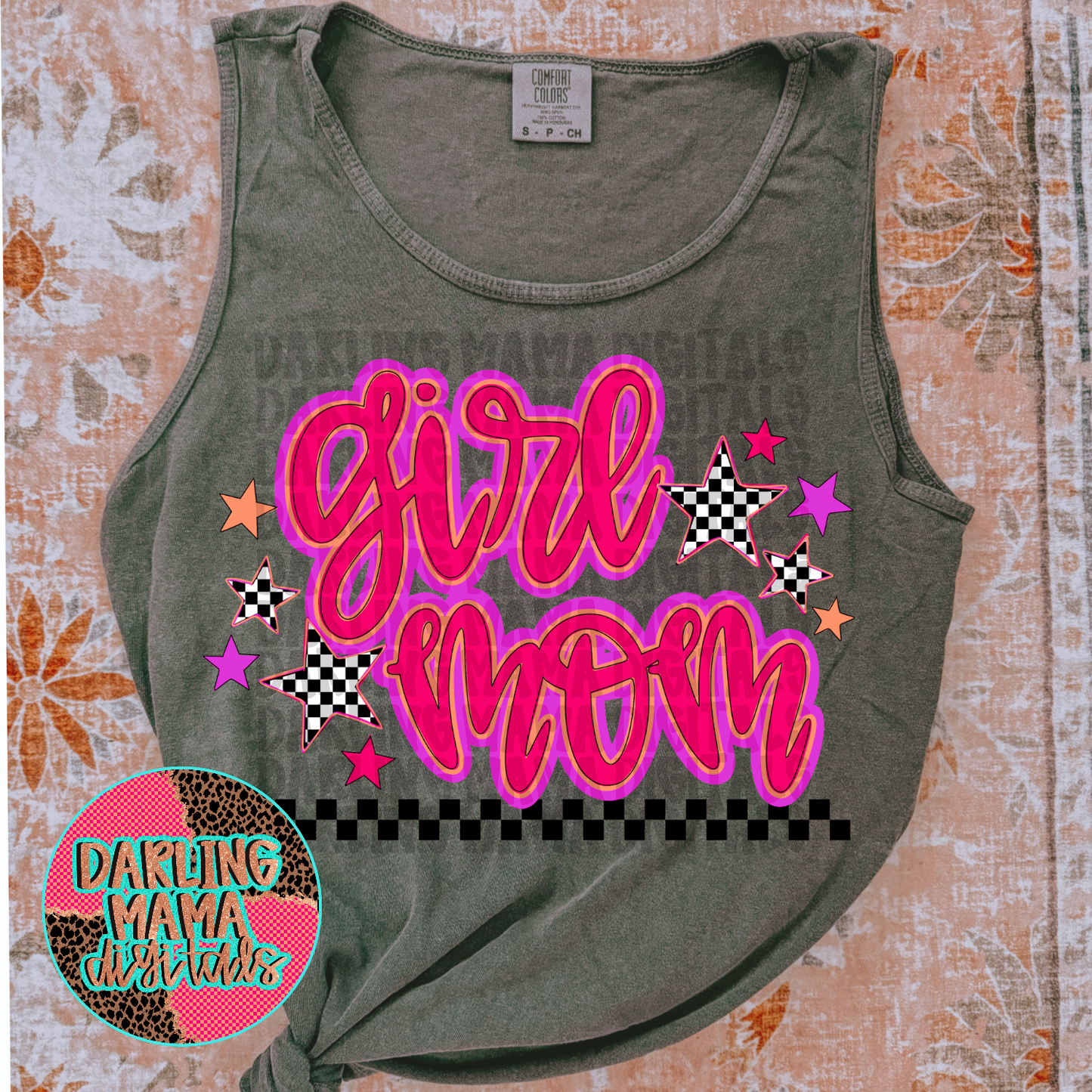 Neon Script Girl Mom