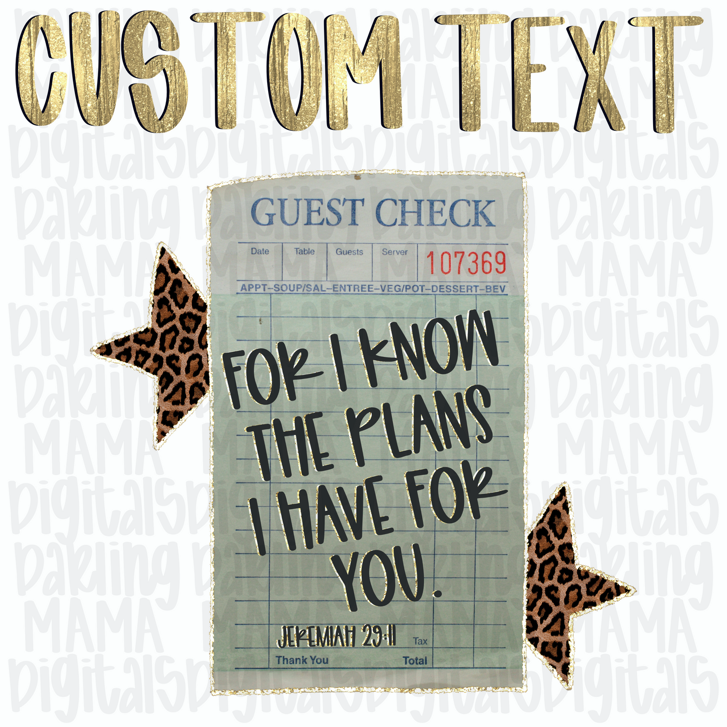 Custom text guest check