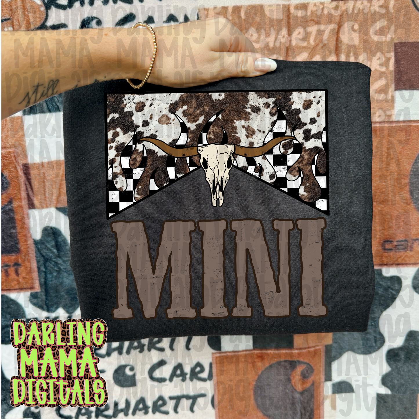 Western Cow print/checkered mini