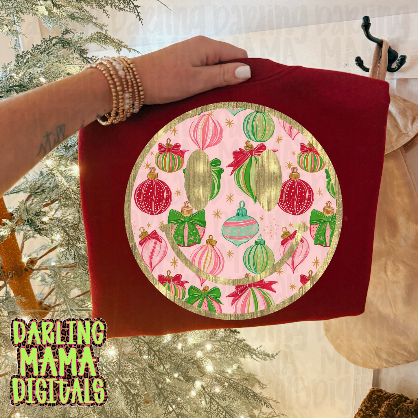 Pink and red ornament smiley